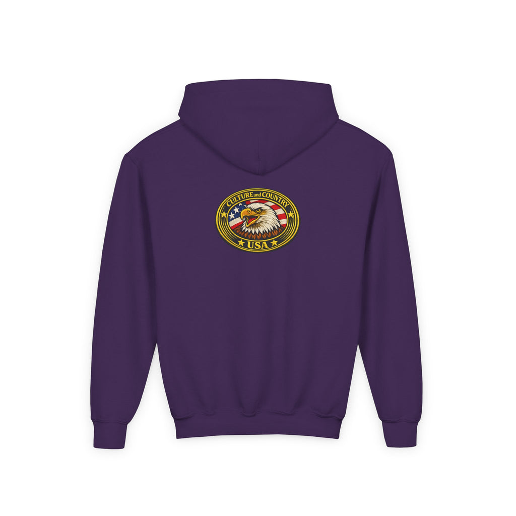 Diverse American Kids Youth Hoodie - youth sizing flat lay reference