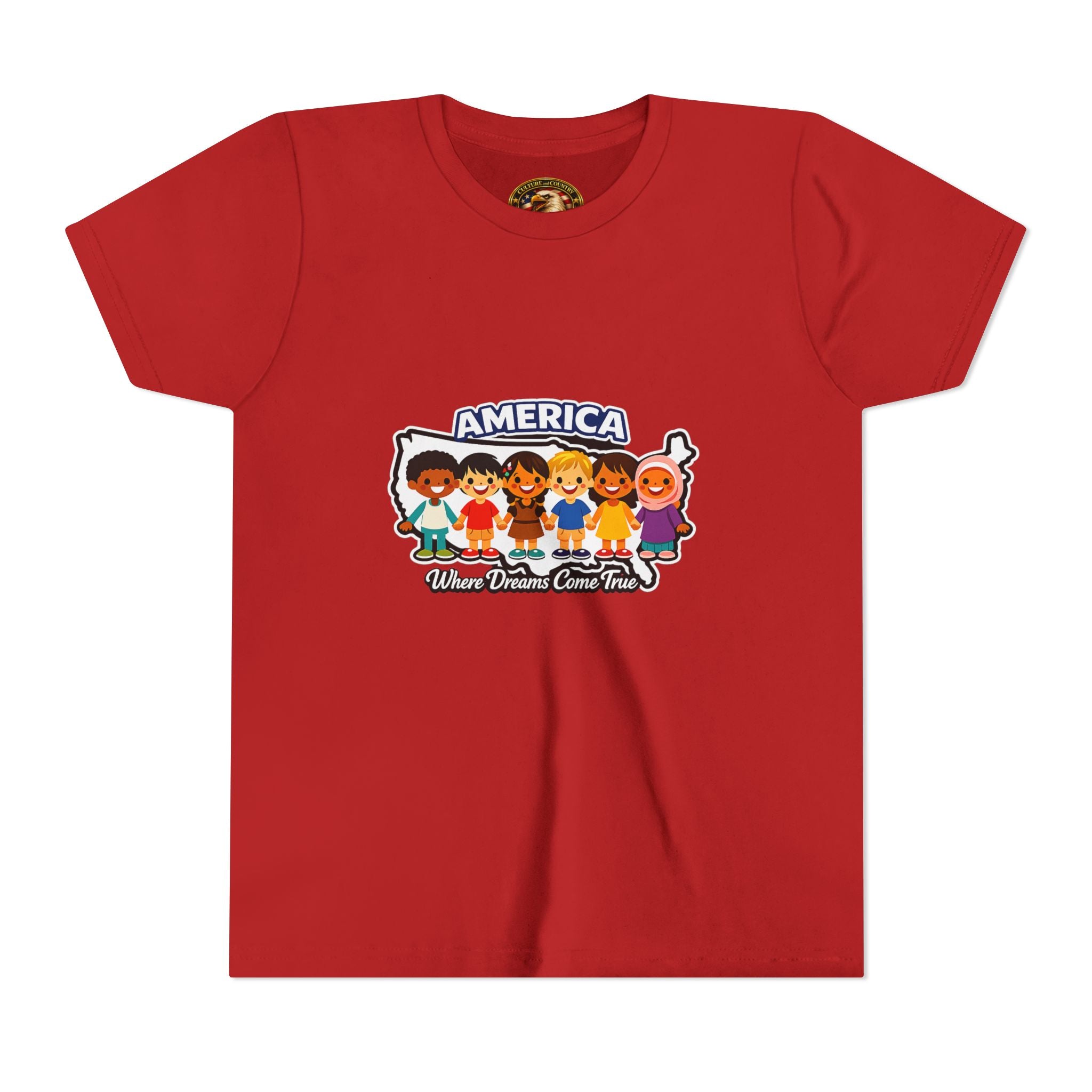 Diverse American Kids T-Shirt - white colorway front view
