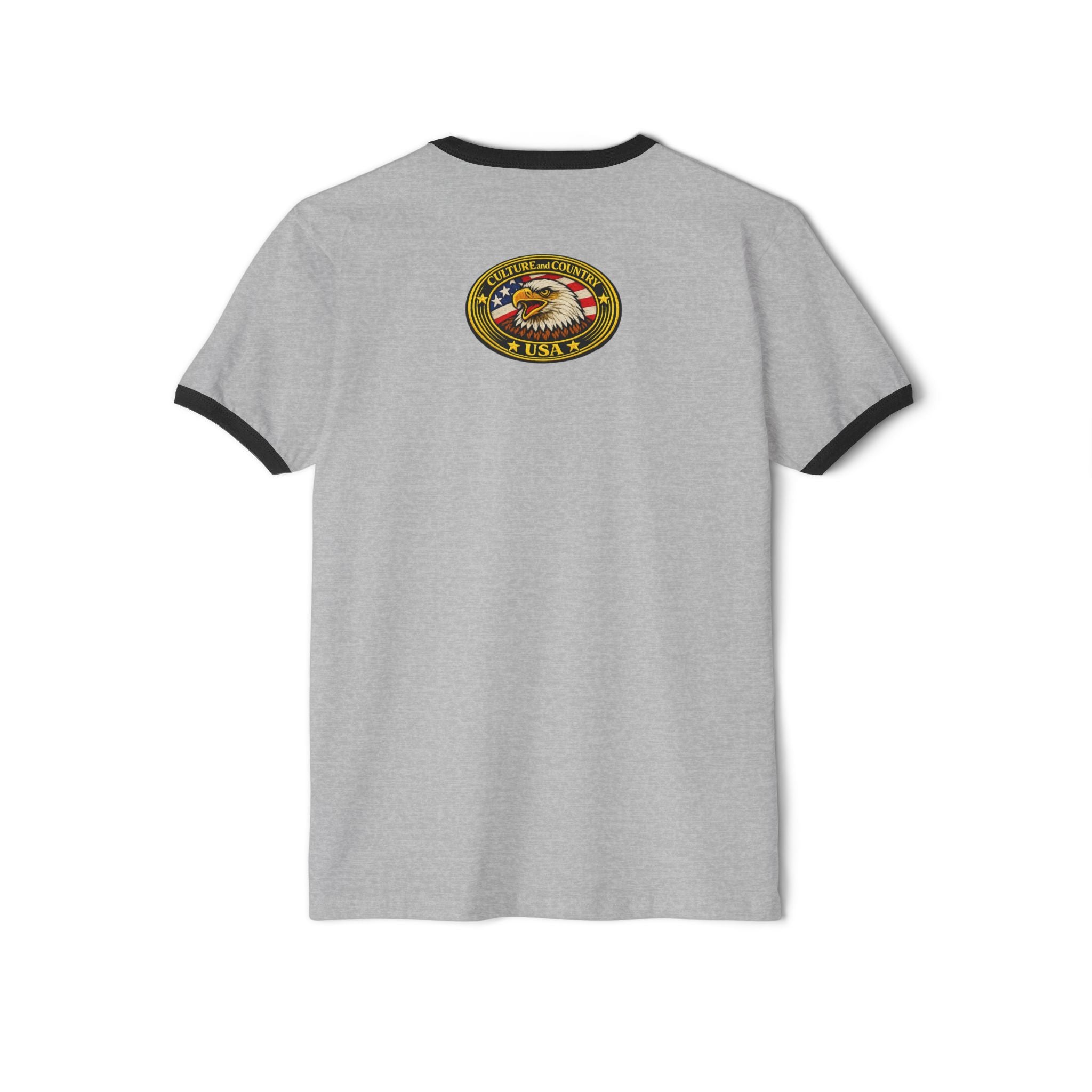 Love America or GTFO Ringer T-Shirt - graphic text detail close-up
