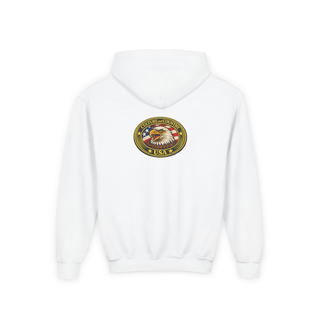 Diverse American Kids Youth Hoodie - red colorway front view