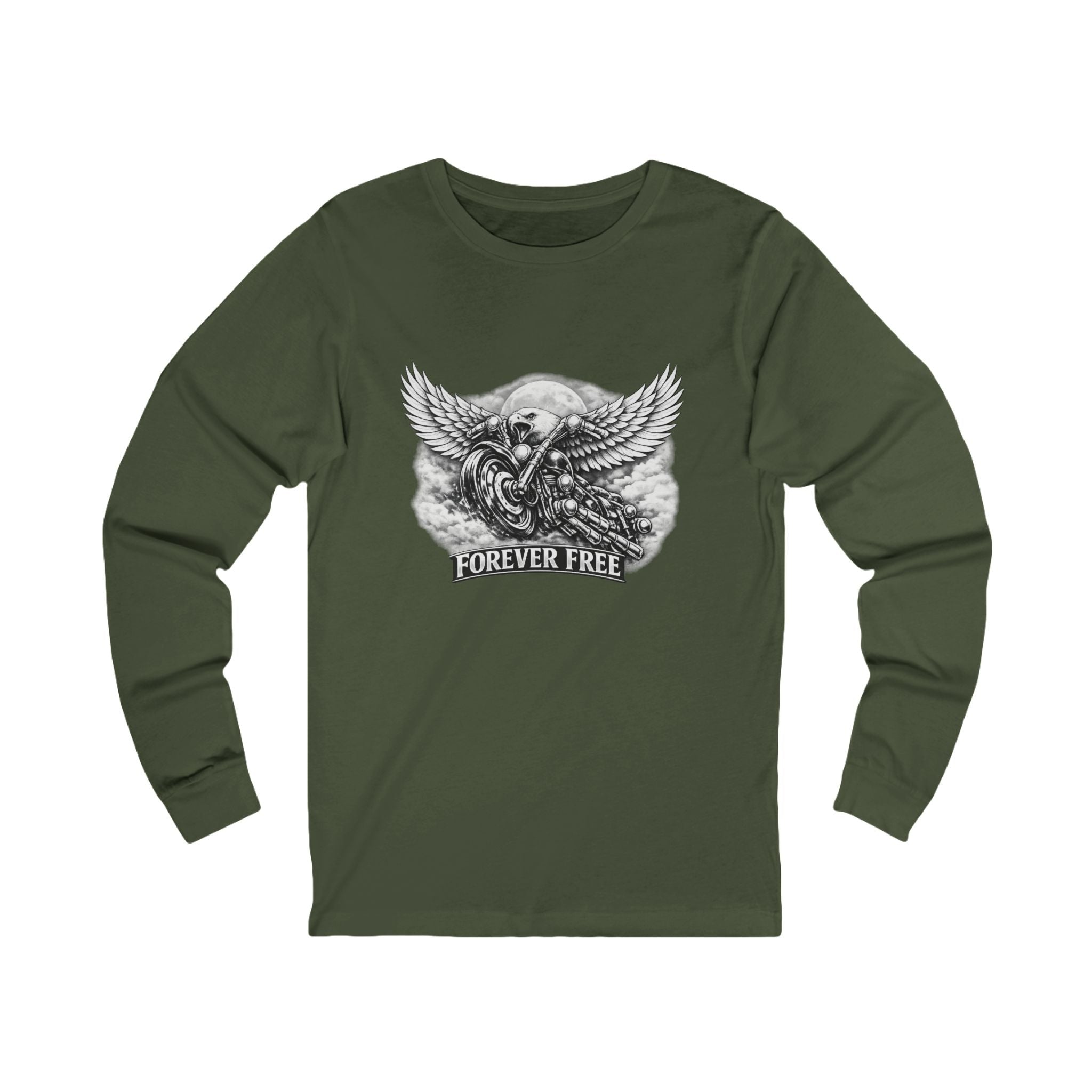 Forever Free Eagle Long Sleeve - back eagle on motorcycle design view