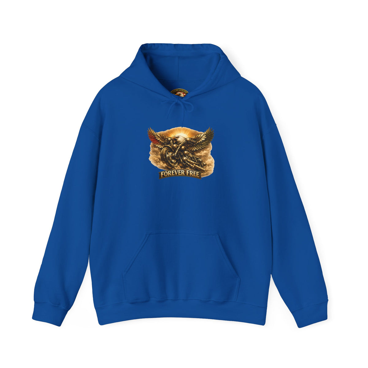 Forever Free Eagle on Motorcycle | Hoodie | Patriotic Gold