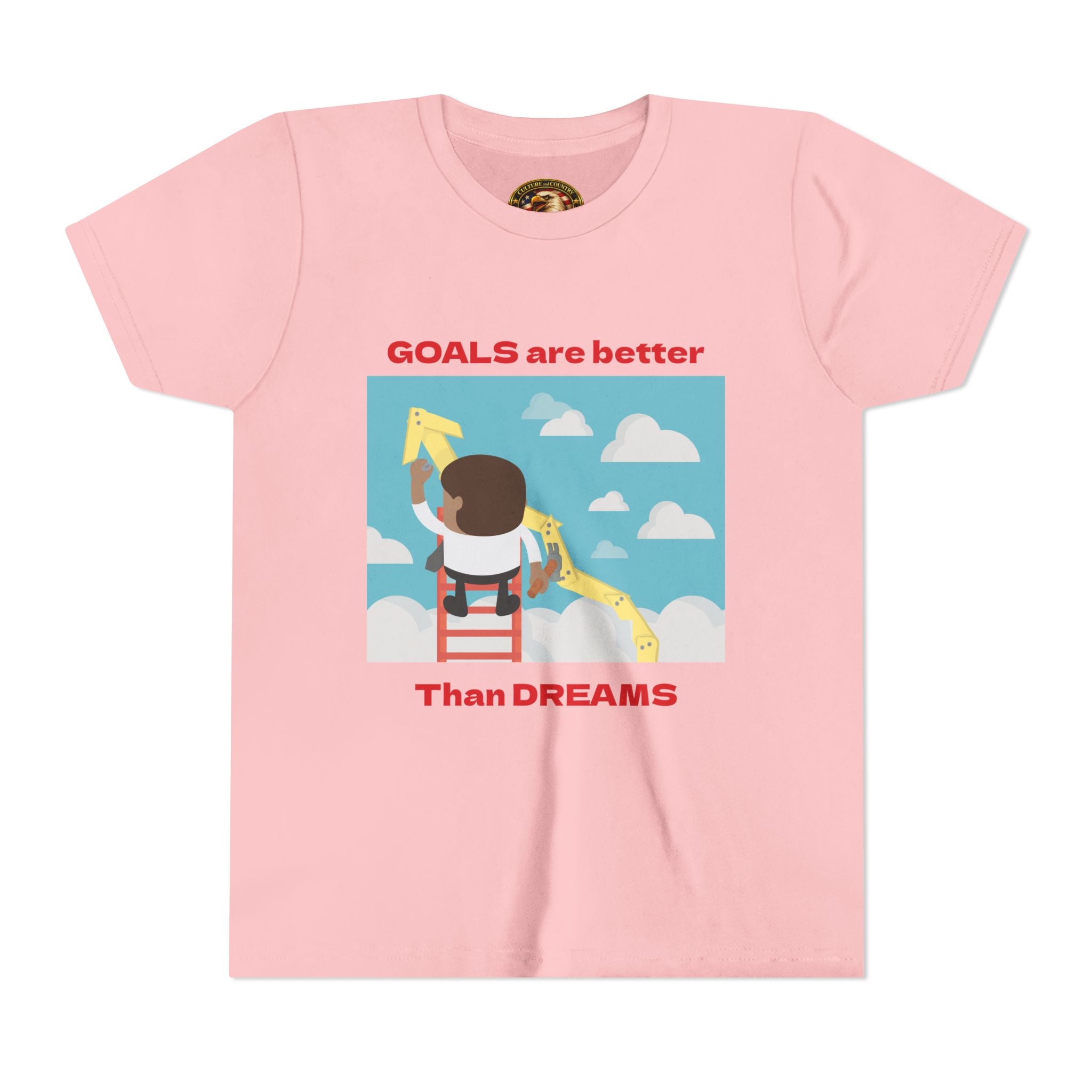 Goals and Dreams Youth T-Shirt - white colorway front view