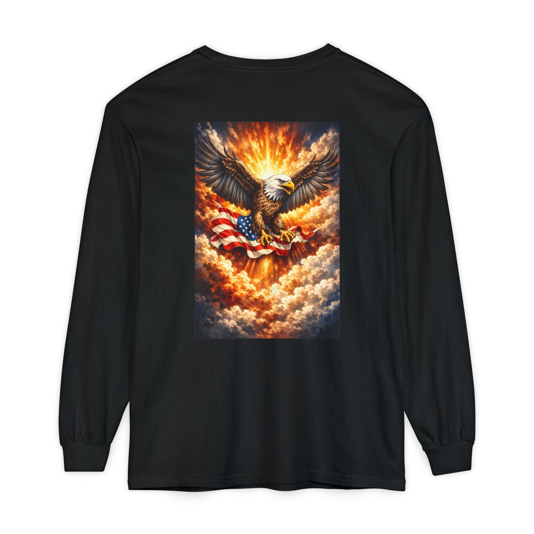CULUSA Eagle Long Sleeve - eagle and flag back graphic close-up
