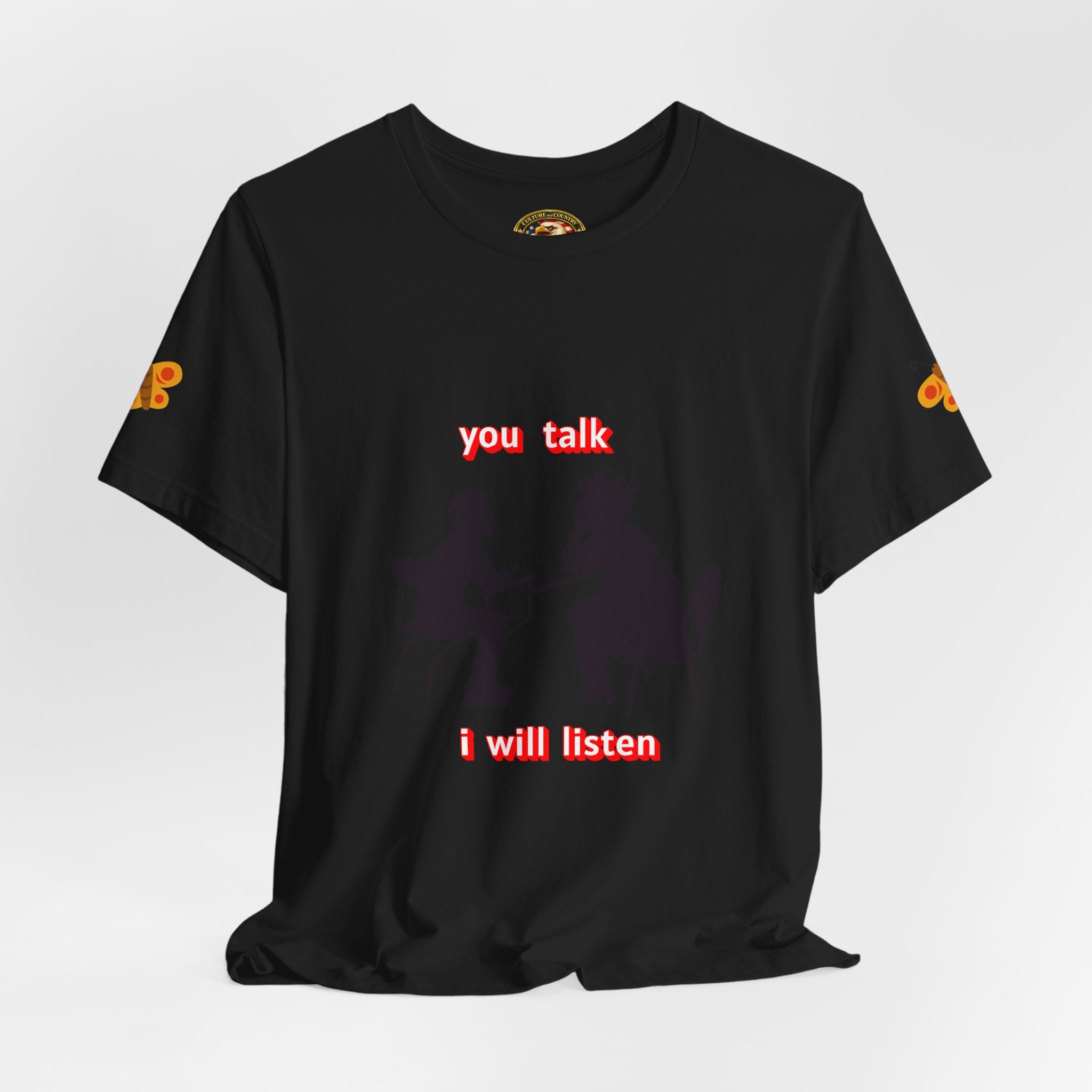 Teacher Student Conversation T-Shirt - front you talk I will listen inspires dialog graphic