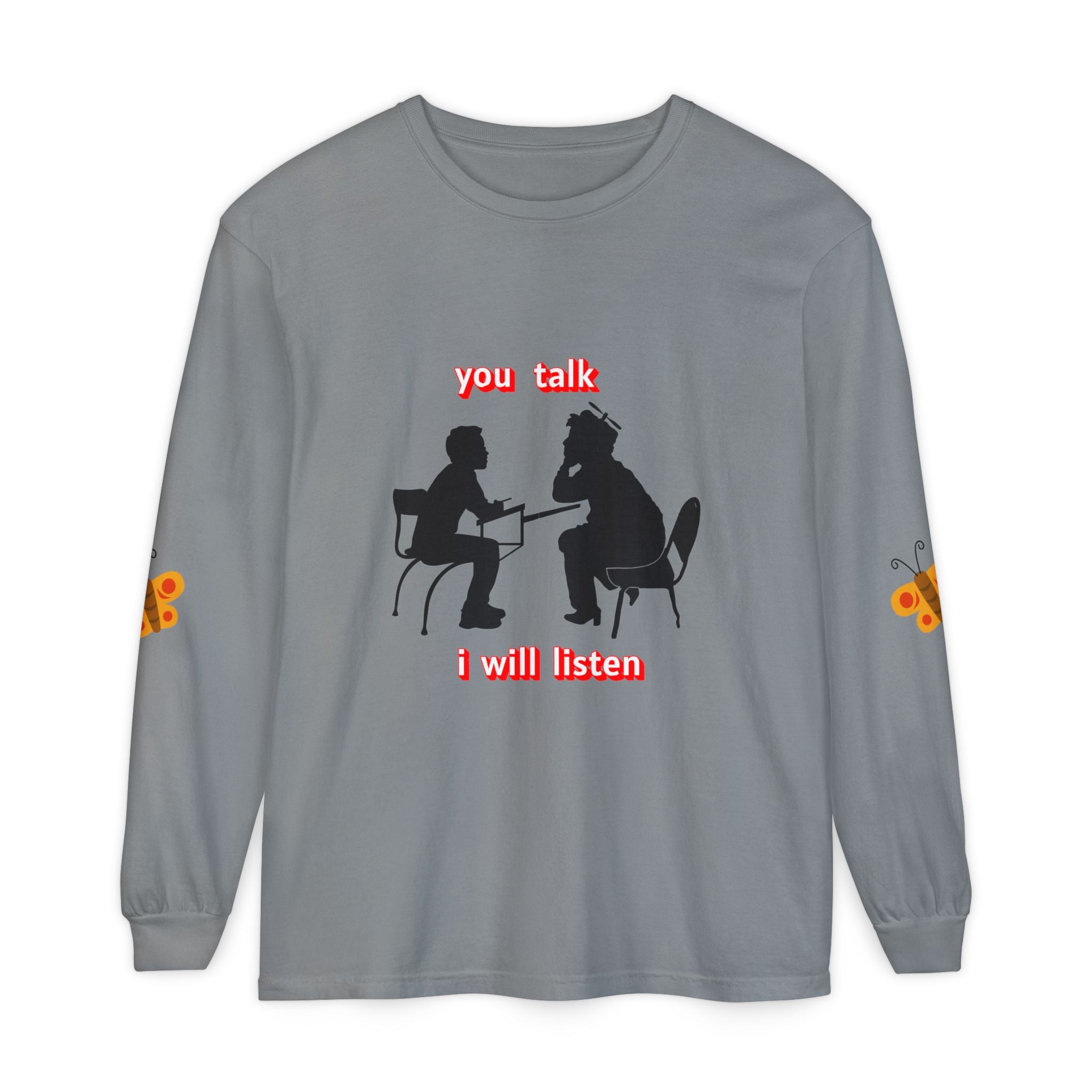 Teacher Student Conversation Long Sleeve - gray colorway front view