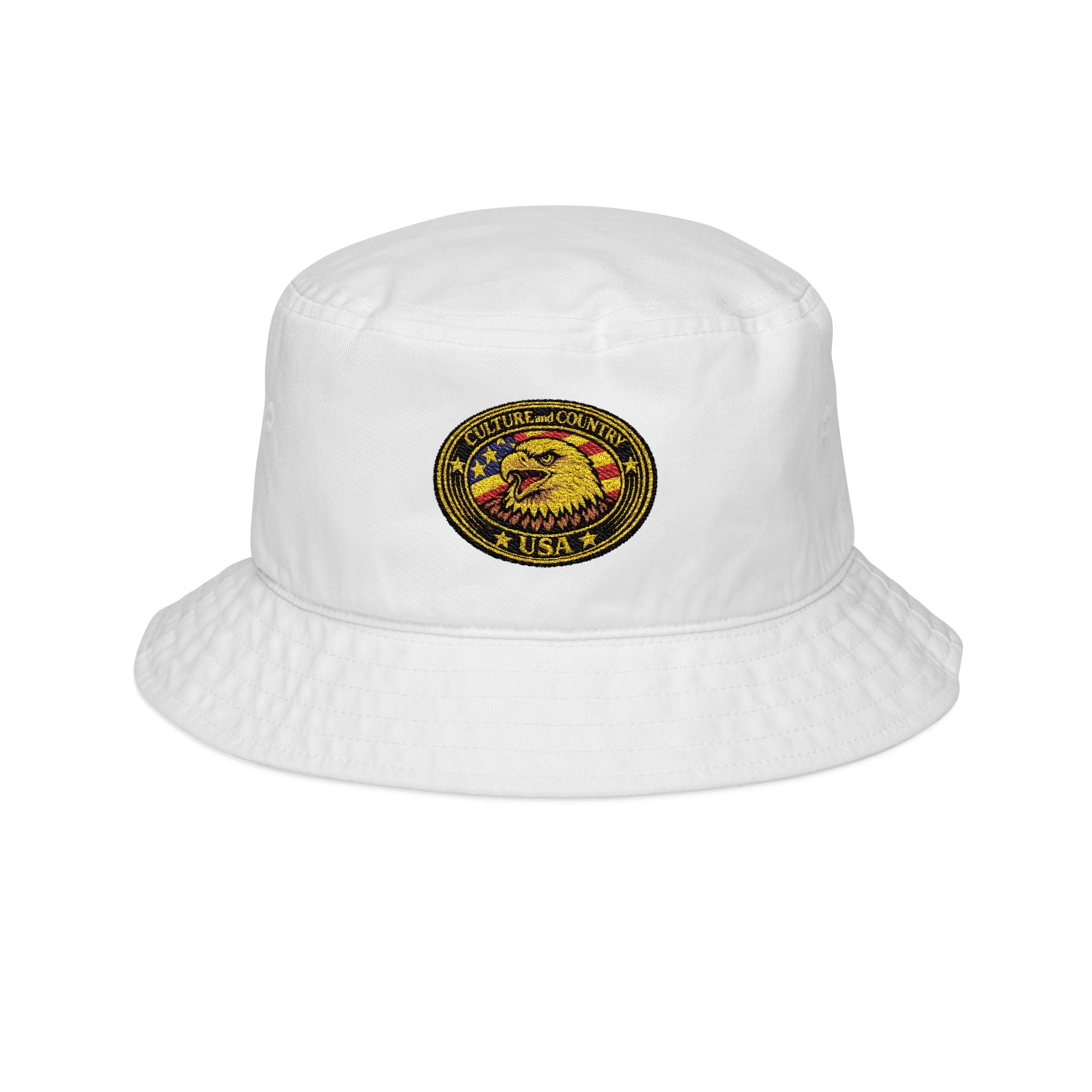 CULUSA Embroidered Eagle USA Flag Bucket Hat | Patriotic Brim Hat 
