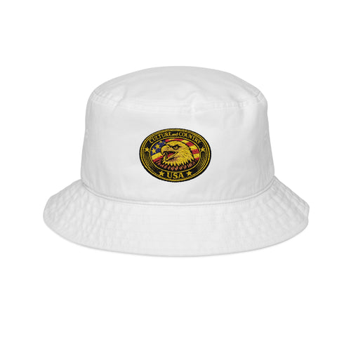 CULUSA Embroidered Eagle USA Flag Bucket Hat | Patriotic Brim Hat 
