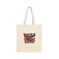 Eagle on Motorcycle Patriotic Tote Bag | Forever Free Cotton Canvas Shopper 