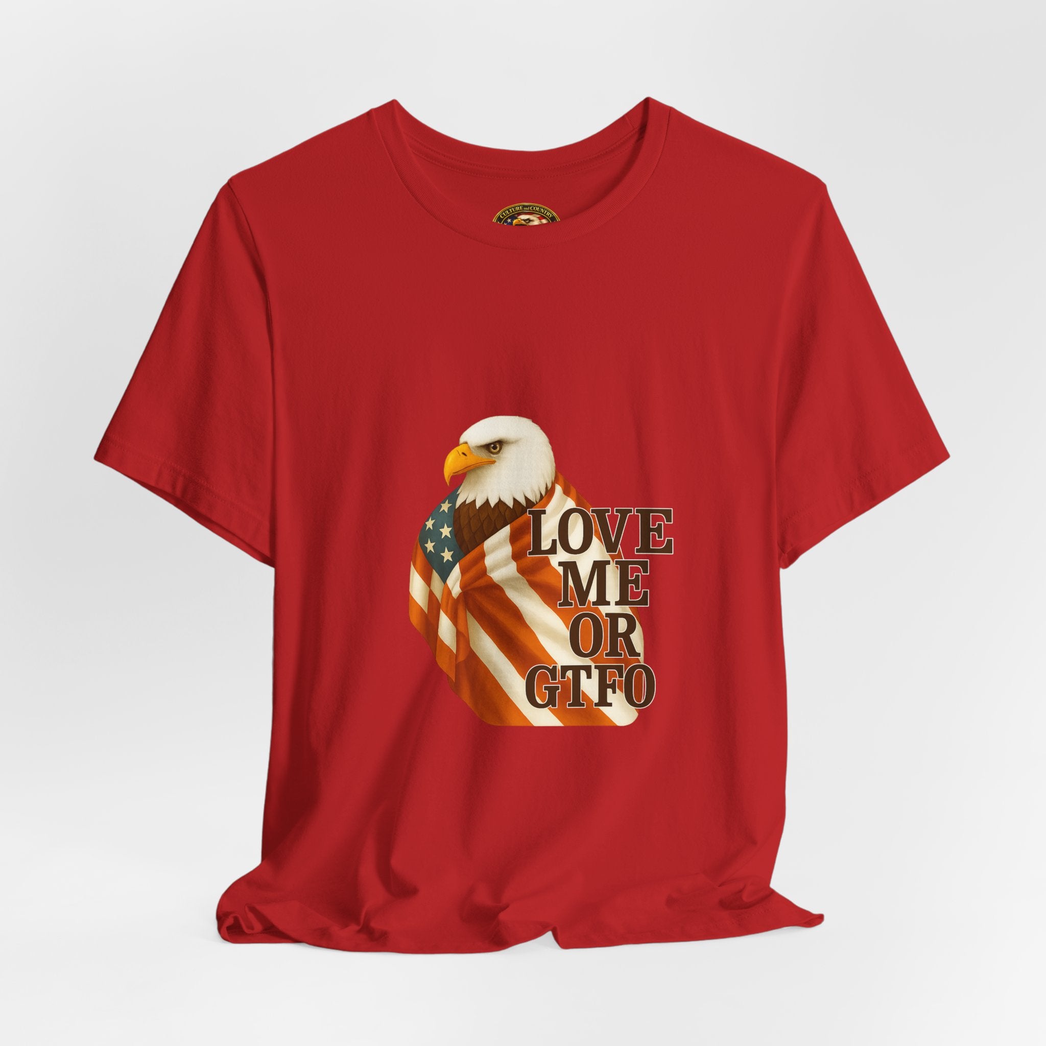 Love America or GTFO T-Shirt - graphic text detail close-up