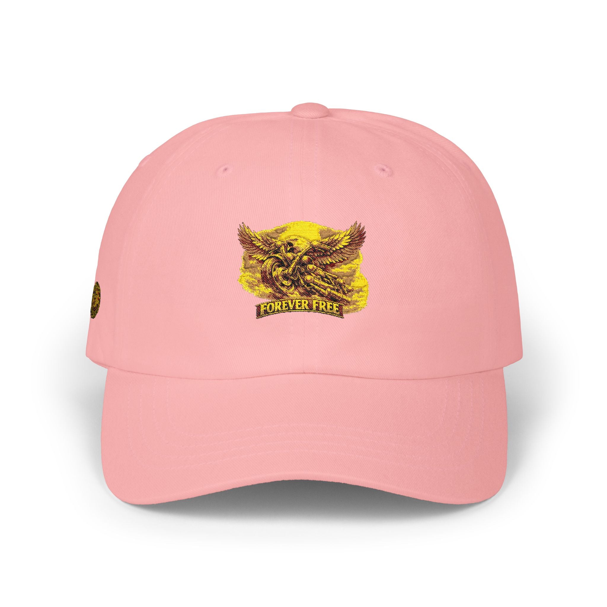 Eagle on Motorcycle Dad Cap - khaki colorway front view