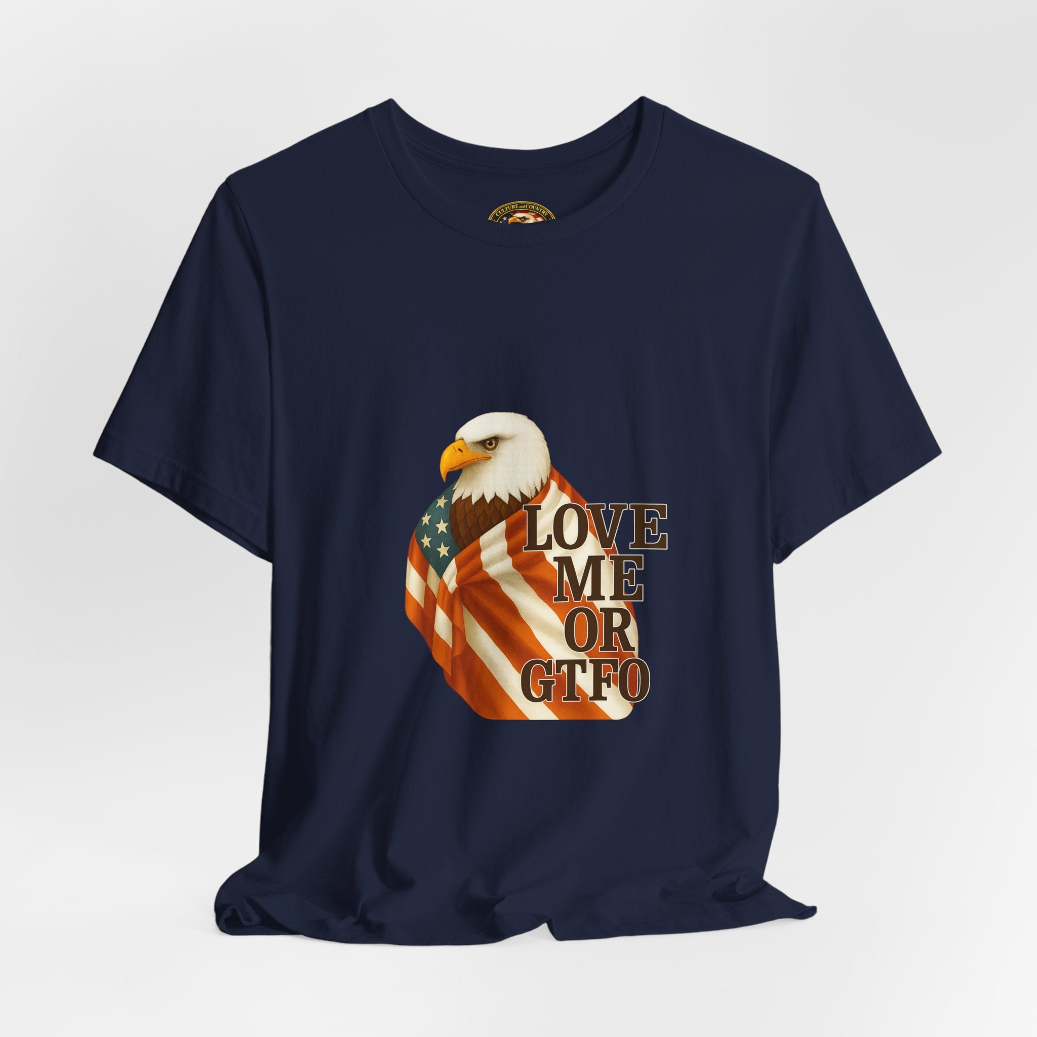 Love America or GTFO T-Shirt - gray colorway front view