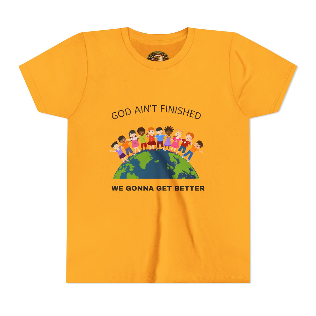 Diverse Kids on Earth Youth T-Shirt - front inspirational faith message graphic