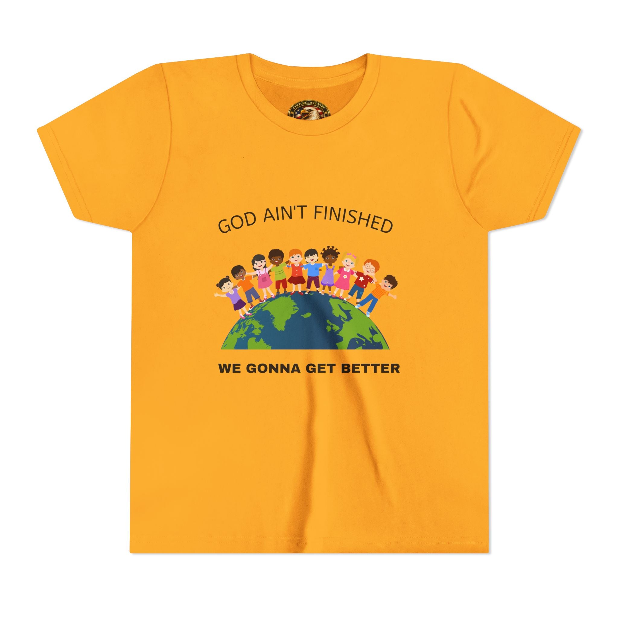 Diverse Kids on Earth Youth T-Shirt - front inspirational faith message graphic