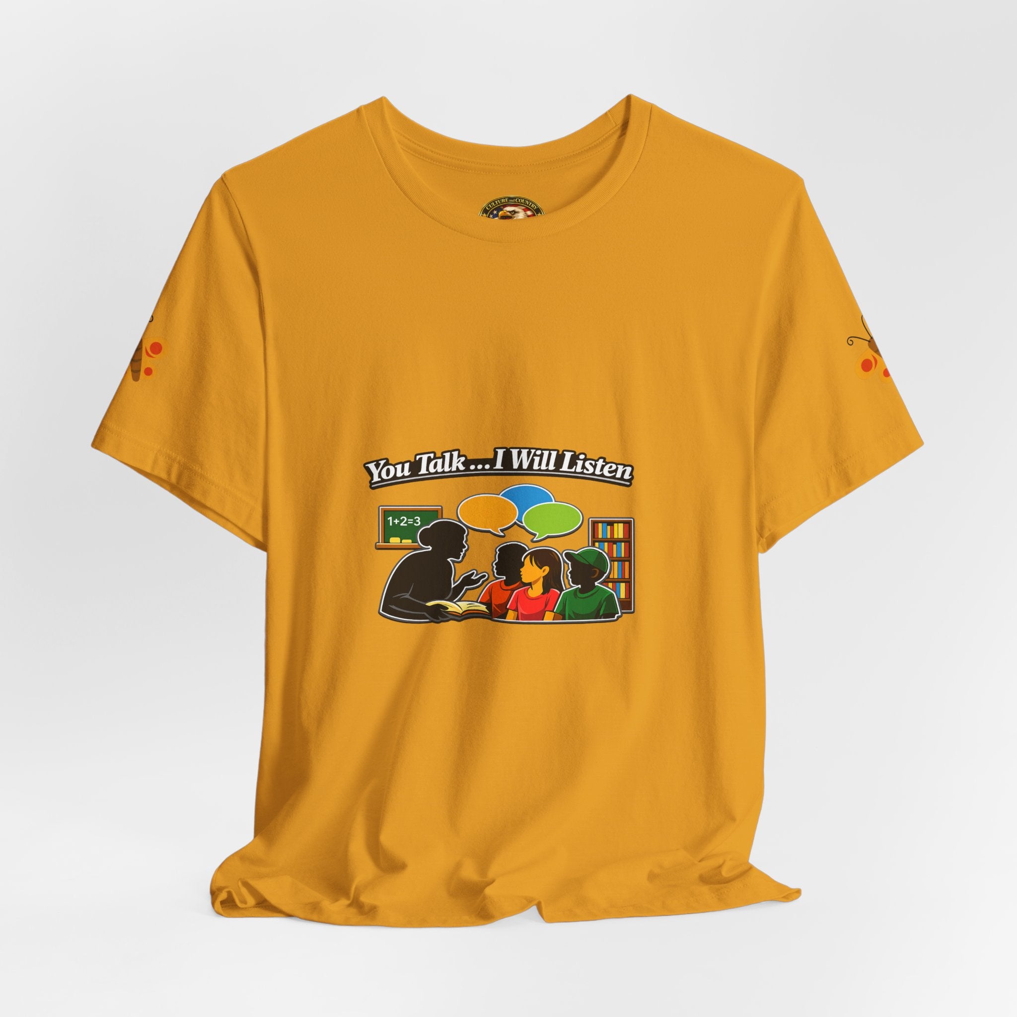 Teacher Student Conversation T-Shirt - colorful speech bubble design detail