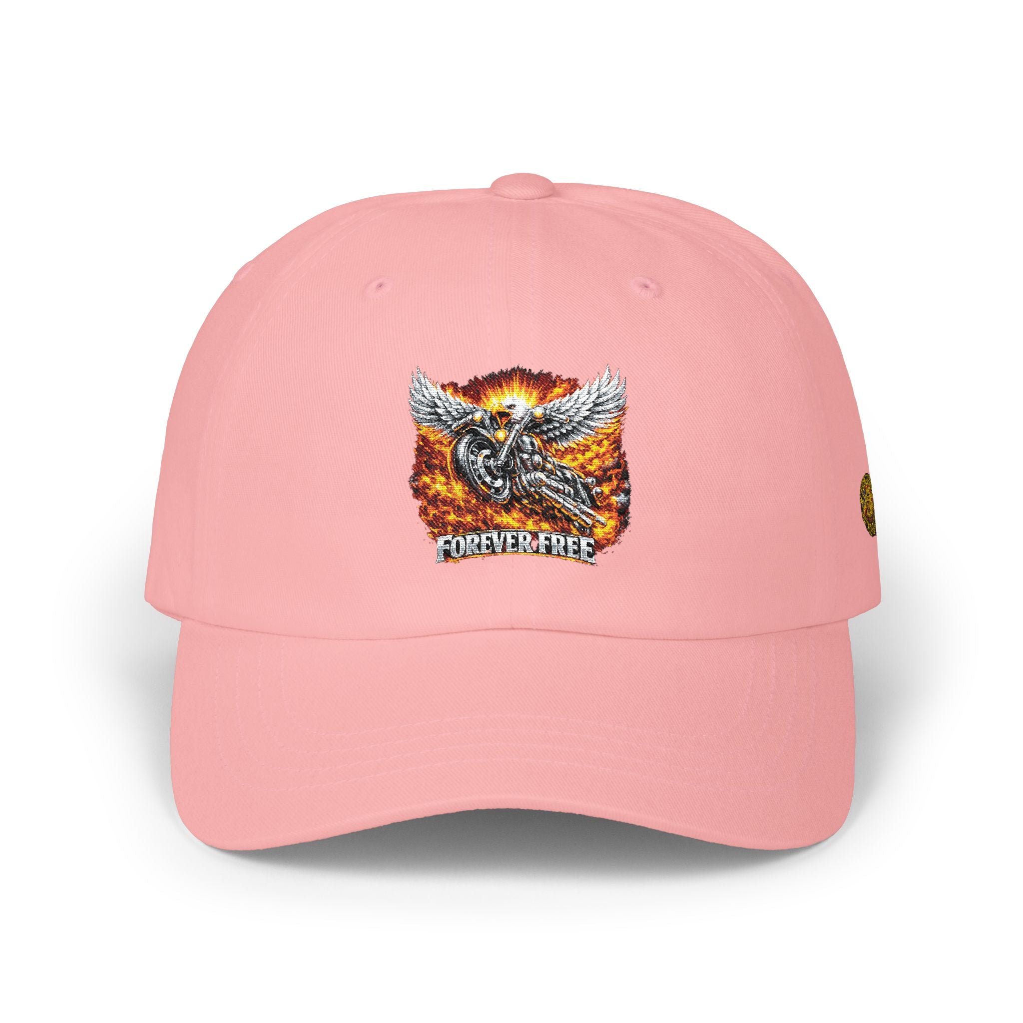 Eagle on Motorcycle Baseball Hat - black colorway front view