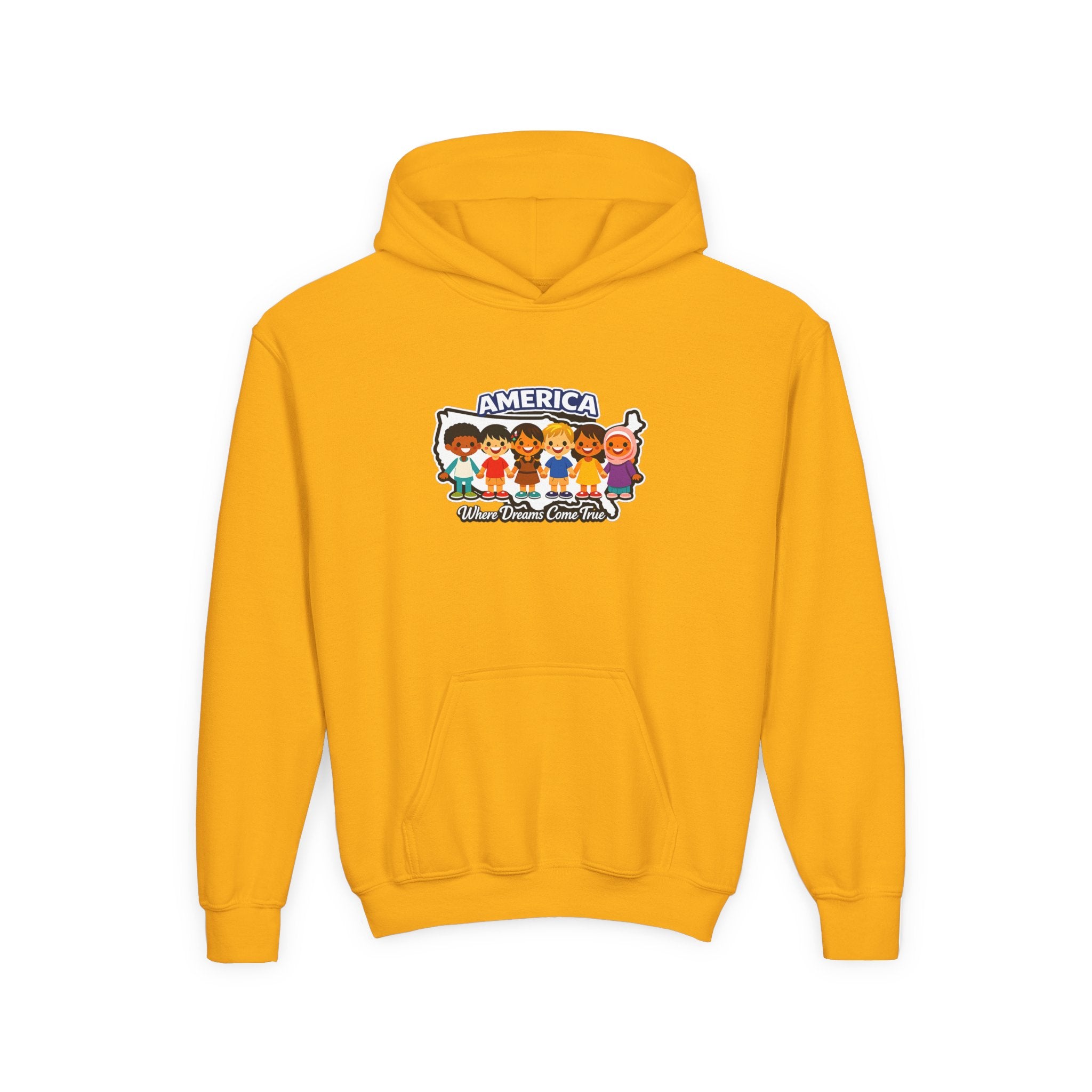 Diverse American Kids Youth Hoodie - back design detail view