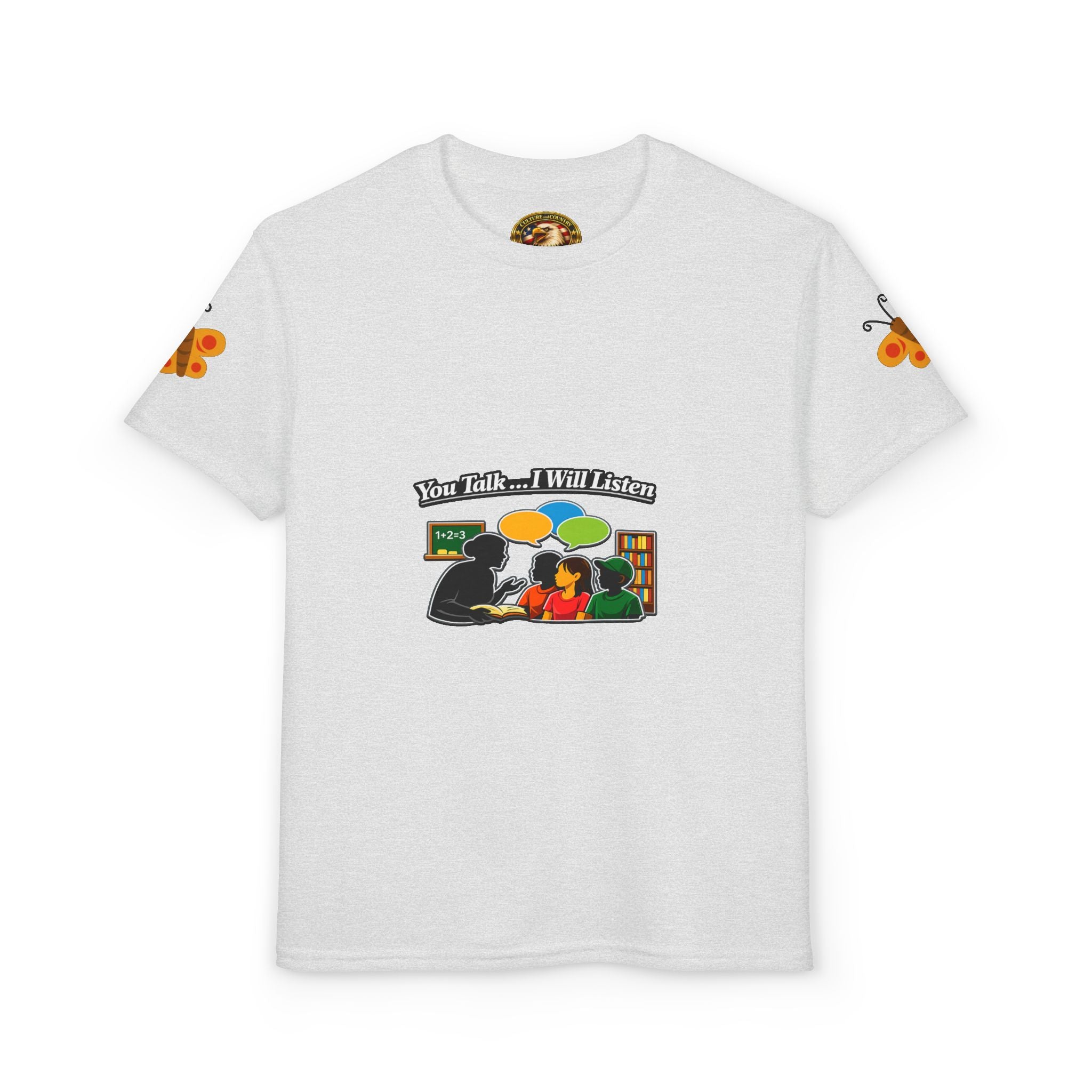 Teacher Student Conversation Youth T-Shirt - front colorful you talk I will listen graphic