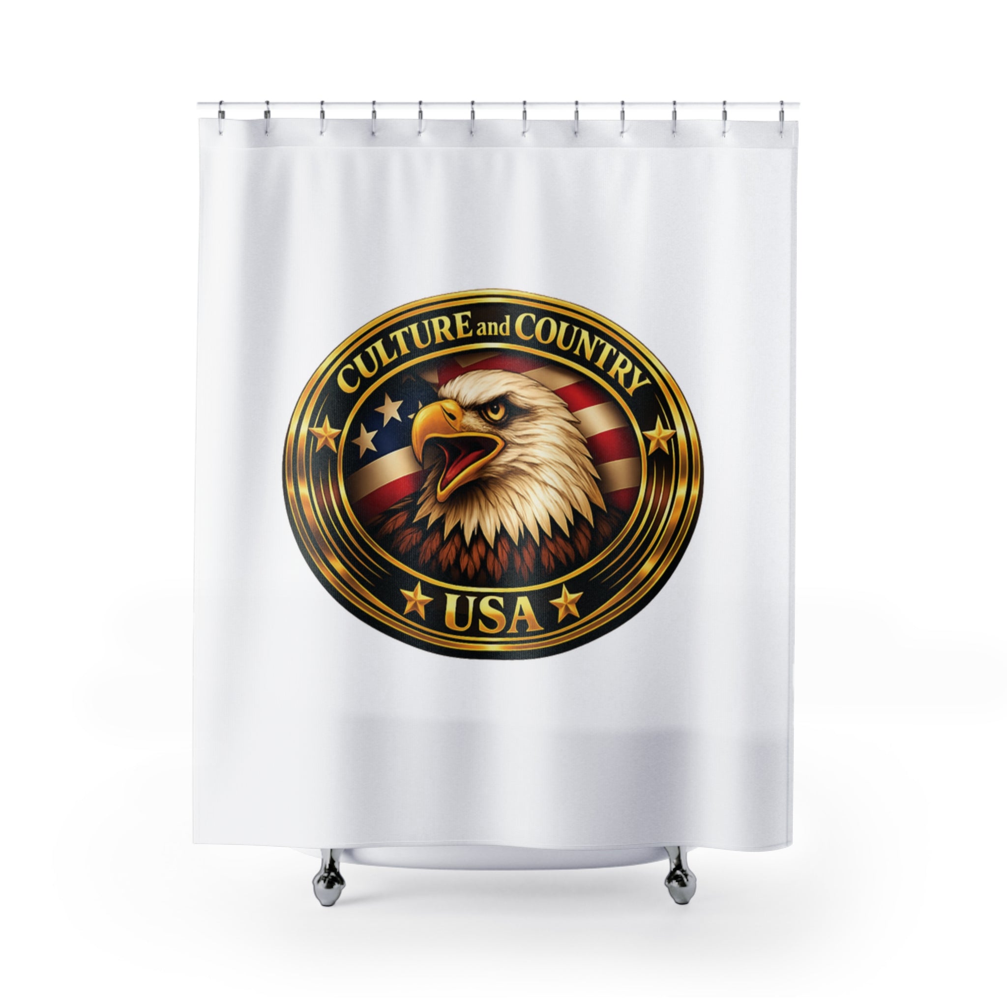 CULUSA USA Eagle Shower Curtain | Patriotic Bathroom Decor 
