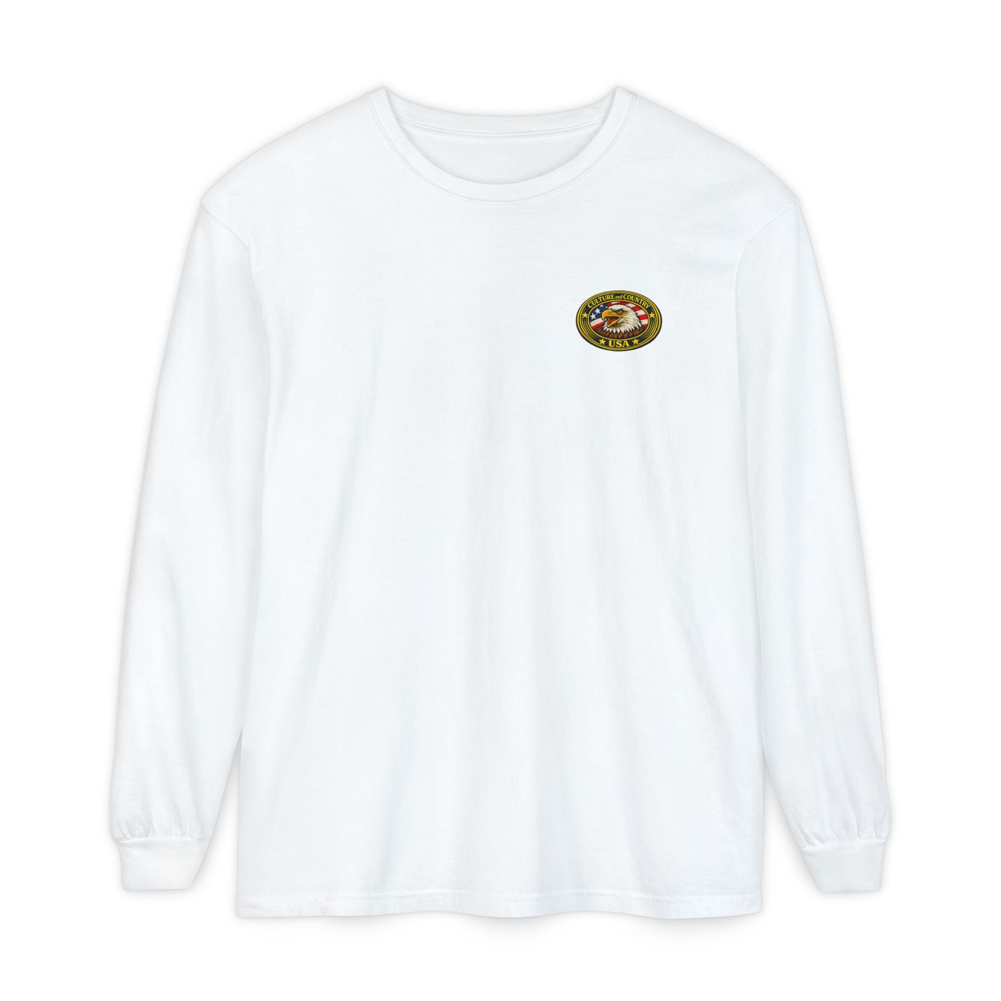 CULUSA Patriotic Eagle USA Flag Long Sleeve Shirt | Eagle on Back 