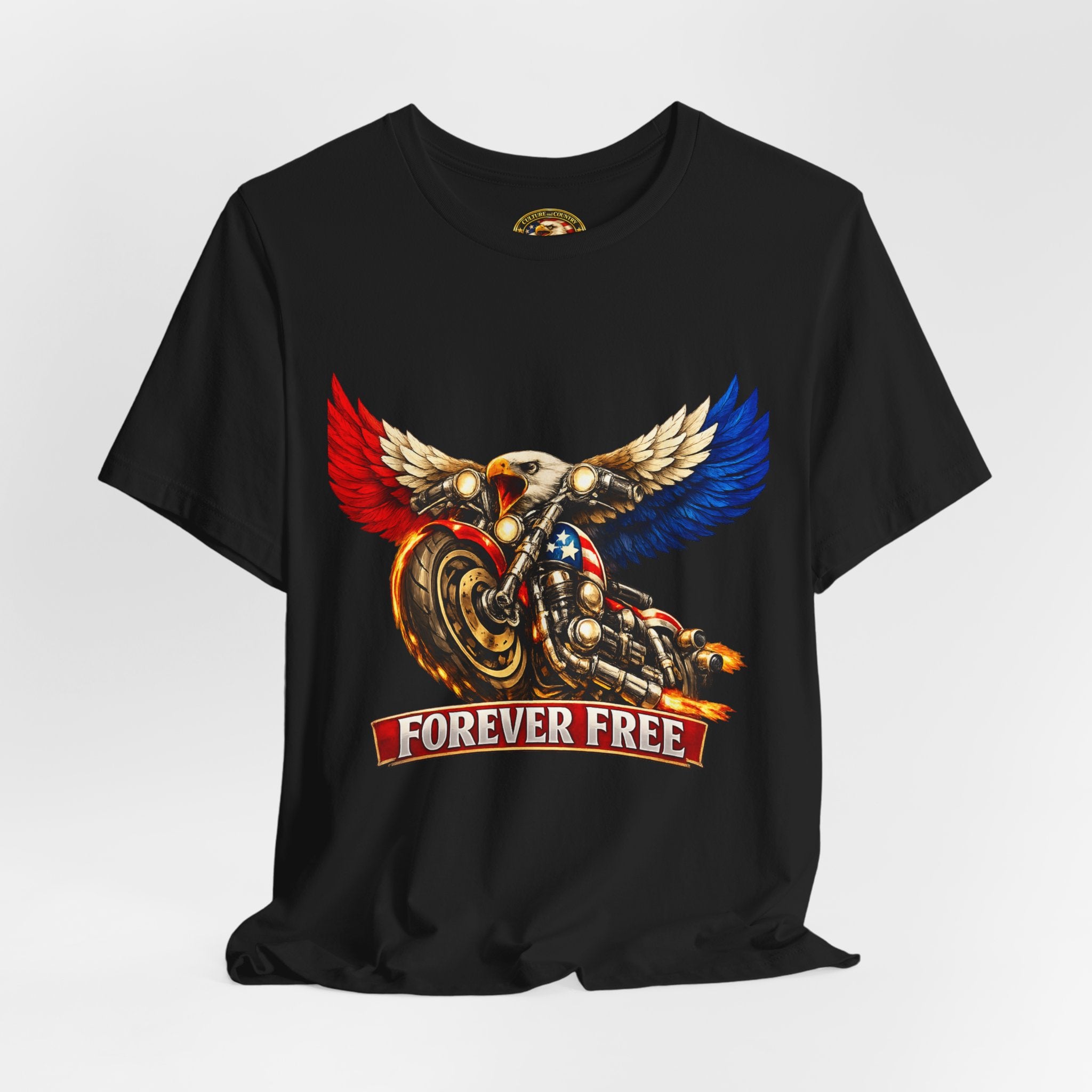 Forever Free Eagle T-Shirt - front patriotic USA red white blue graphic