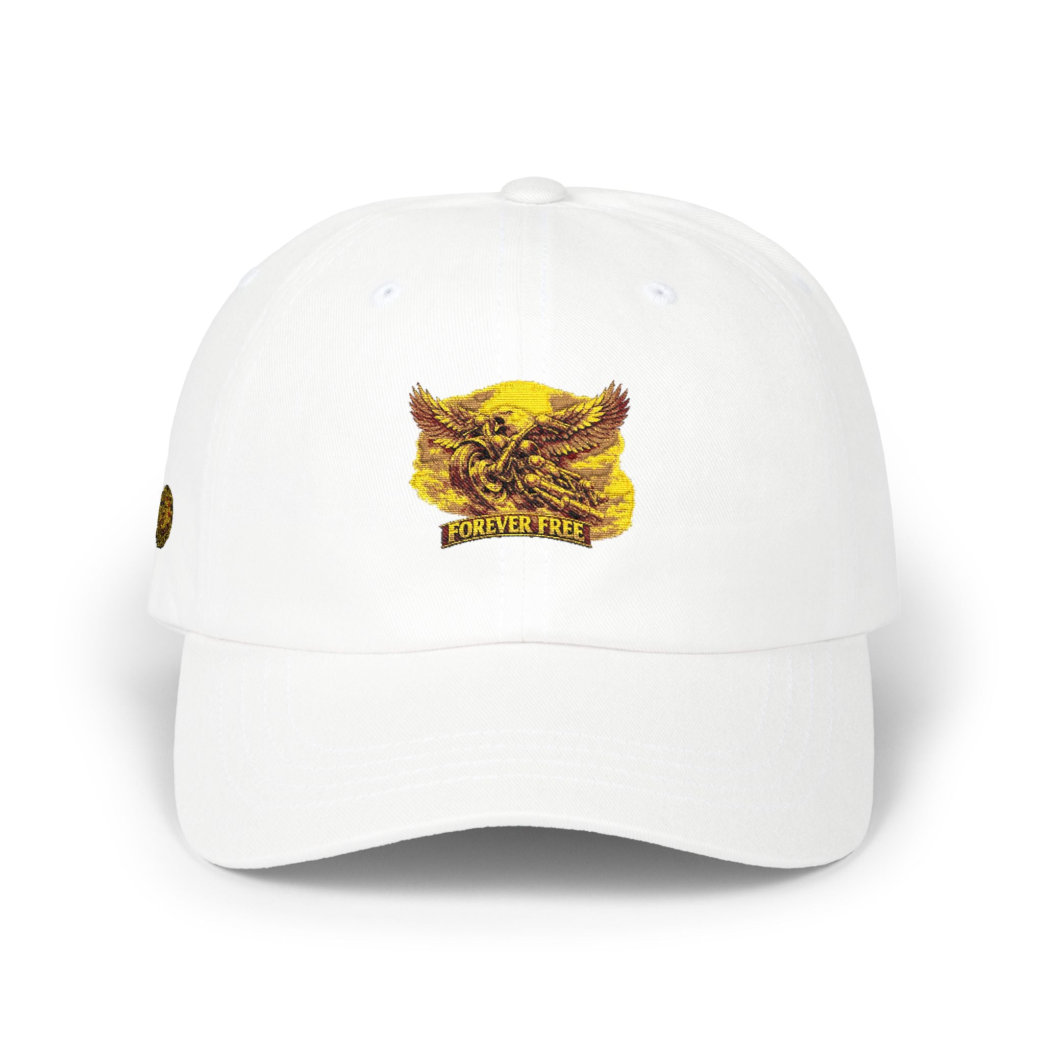 Eagle on Motorcycle Dad Cap | Embroidered Patriotic Biker Hat 