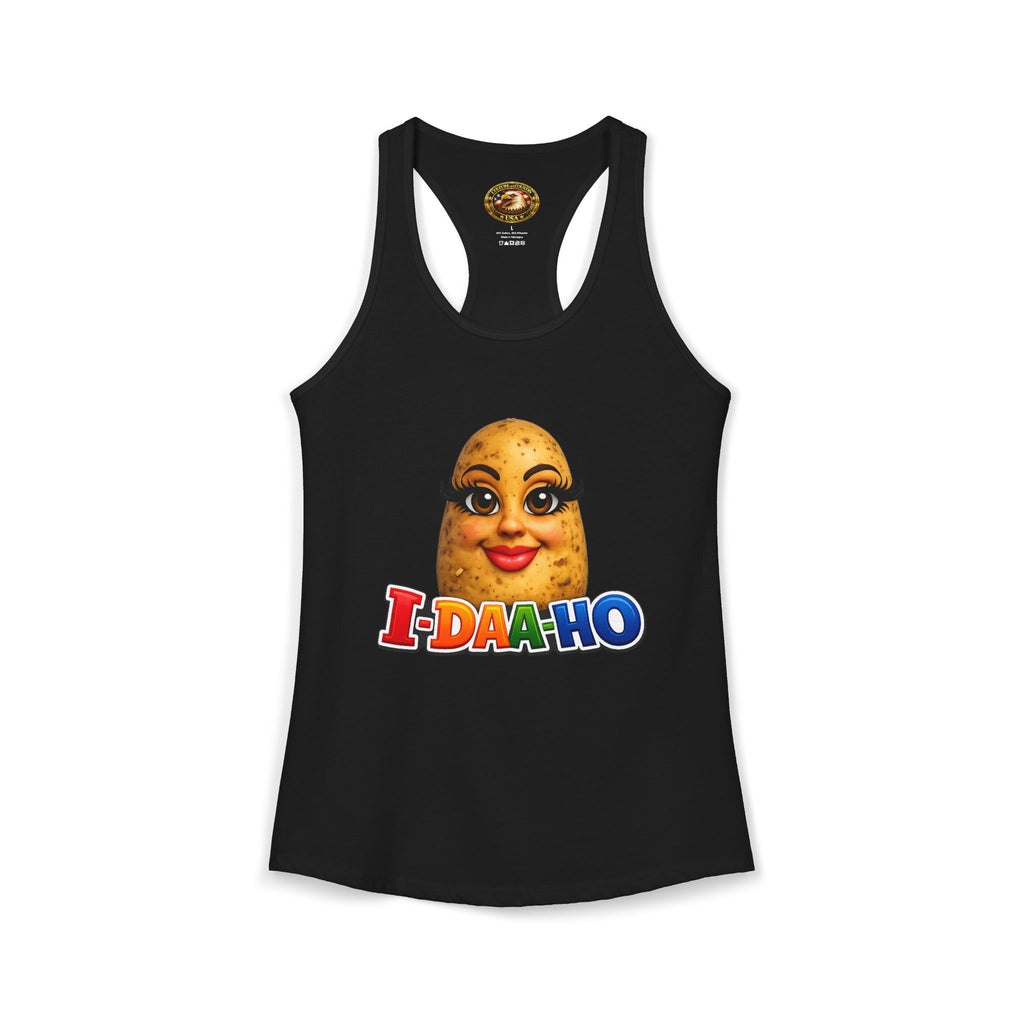 I-DAA-HO Potato Racerback Tank - front potato character humor graphic