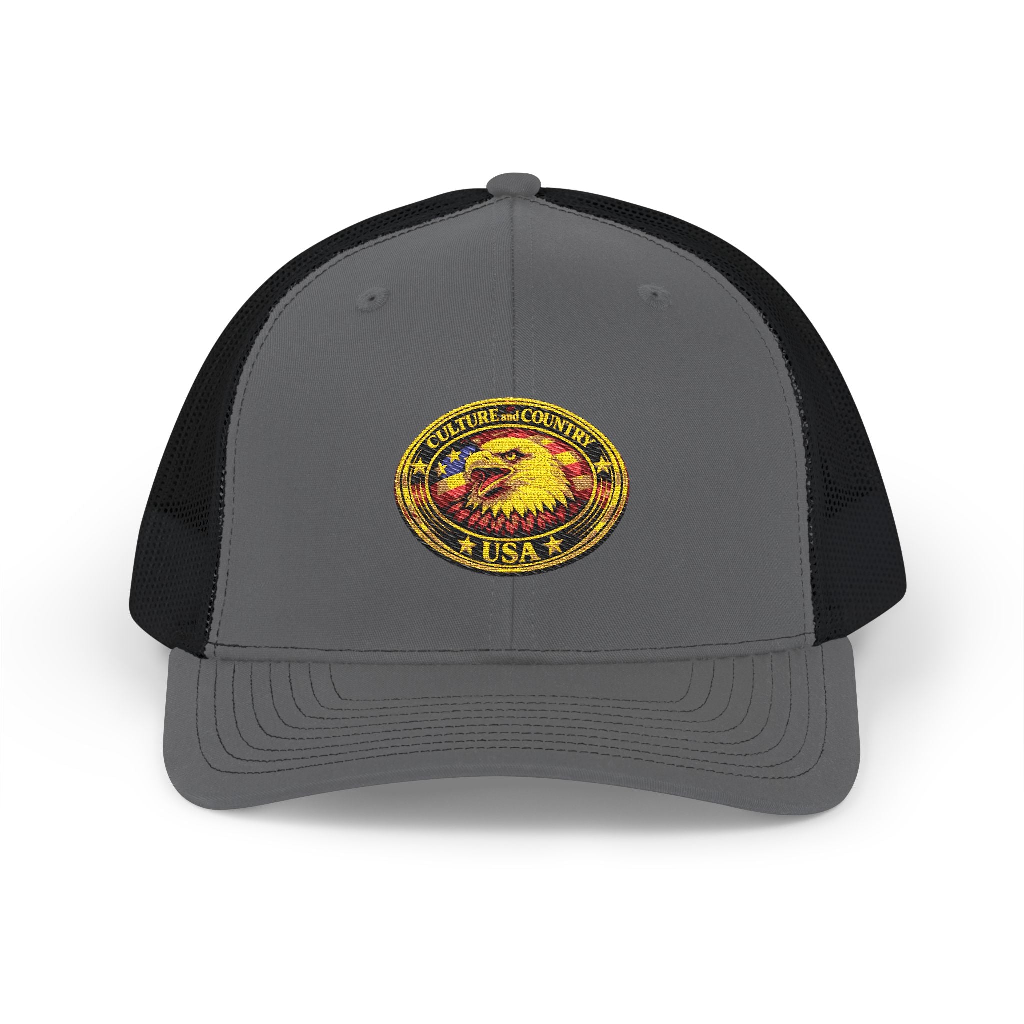 CULUSA Eagle Snapback Trucker - black colorway front view