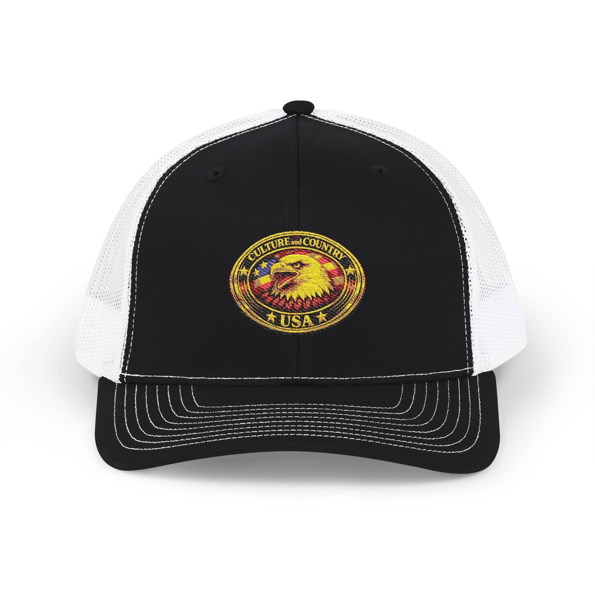 CULUSA Embroidered Eagle USA Flag Snapback Trucker Hat | Patriotic Cap