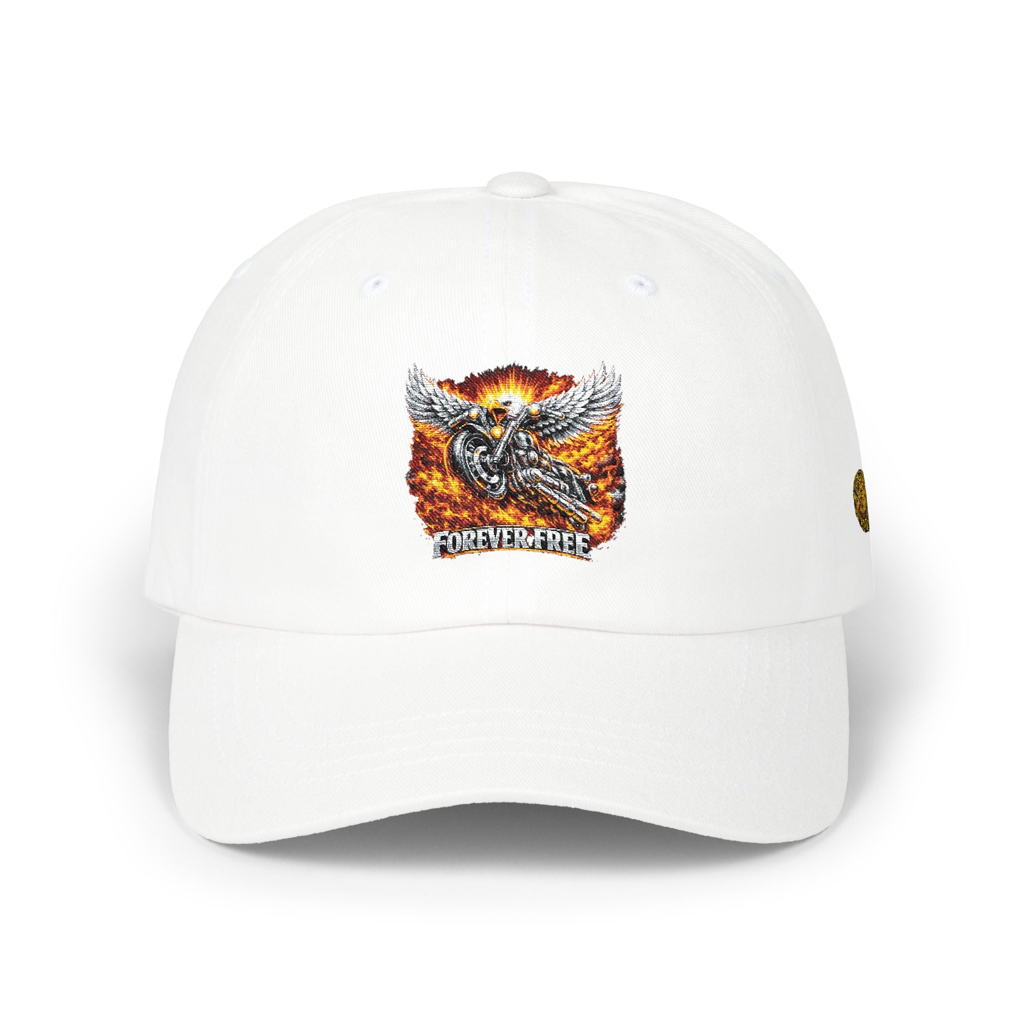 Eagle on Motorcycle Baseball Hat | Embroidered Eagle with USA Flag | CULUSA