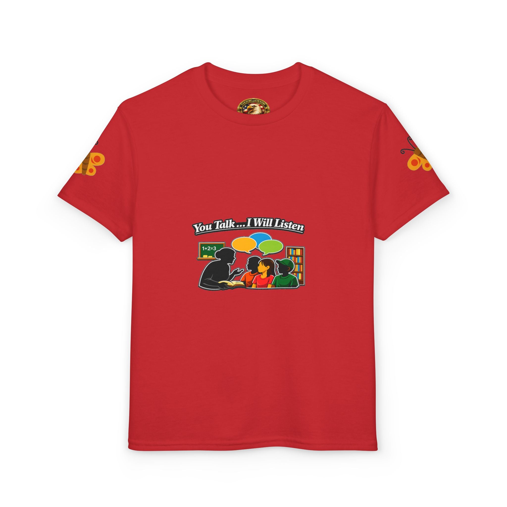 Teacher Student Conversation Youth T-Shirt - navy colorway front view