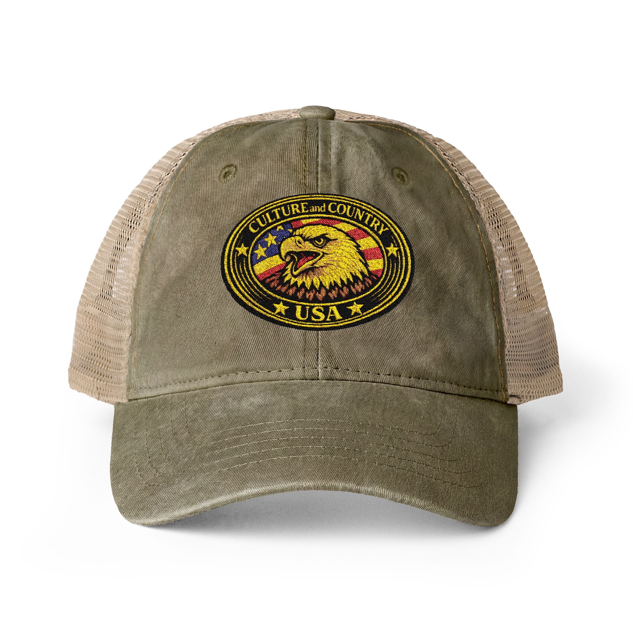 CULUSA Women's Mesh-Back Cap - khaki colorway front view