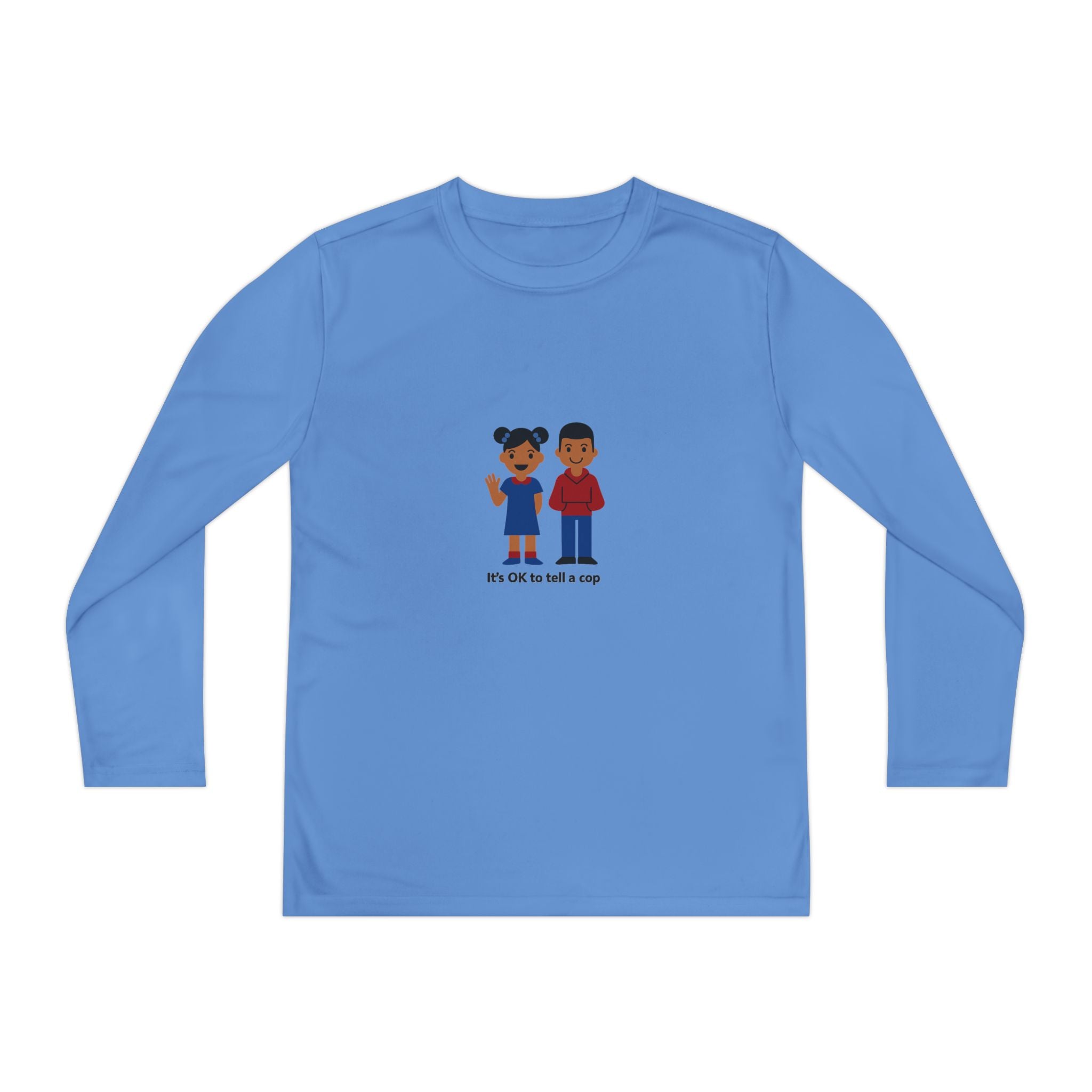 OK To Tell A Cop Youth Long Sleeve - white colorway front view