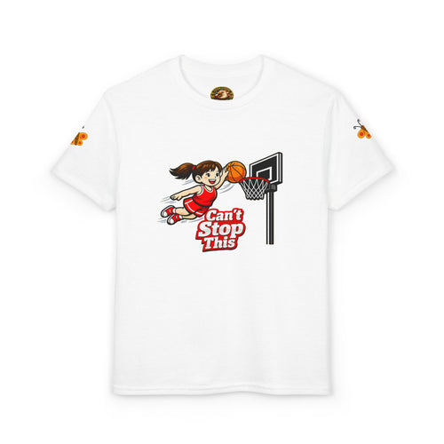 Can't Stop This Girl Youth T-Shirt | Girl Dunking Basketball Graphic 