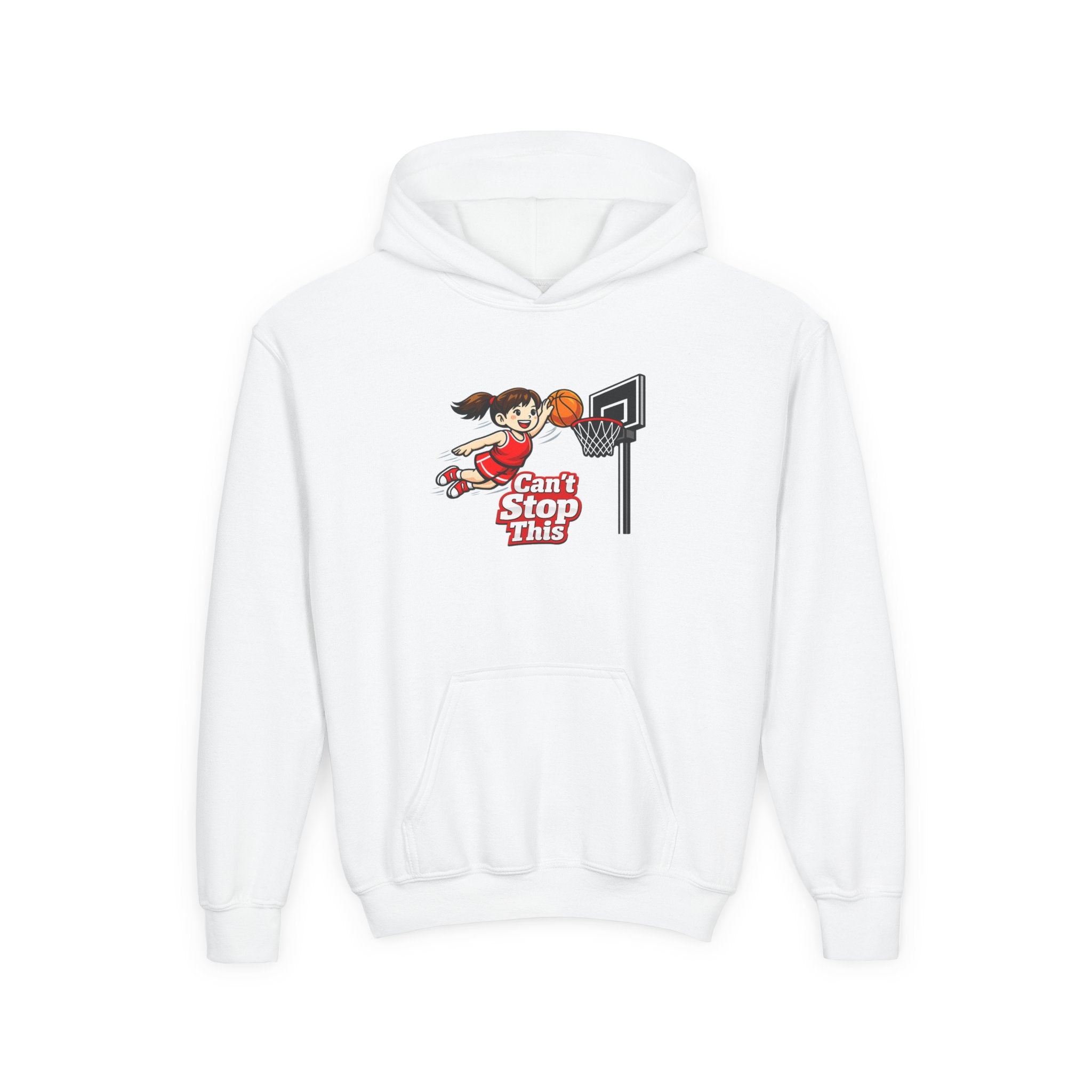 Can't Stop This Girl Youth Hoodie | Girl Dunking Basketball Graphic 
