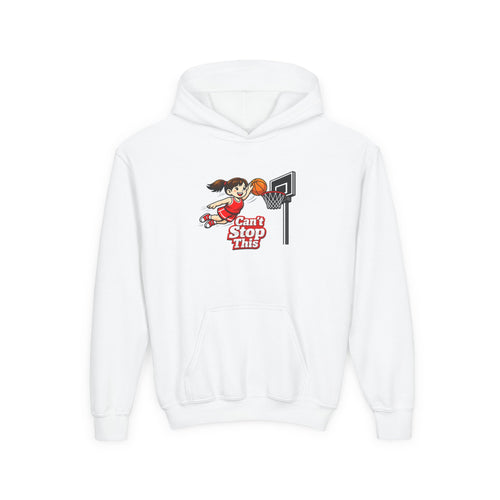 Can't Stop This Girl Youth Hoodie | Girl Dunking Basketball Graphic 