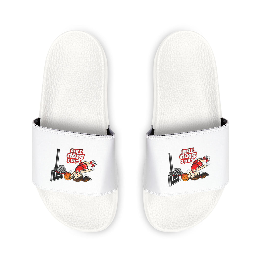 Can't Stop Girl |Youth Slide Sandals with Removable Strap | Girl Dunking Basketball