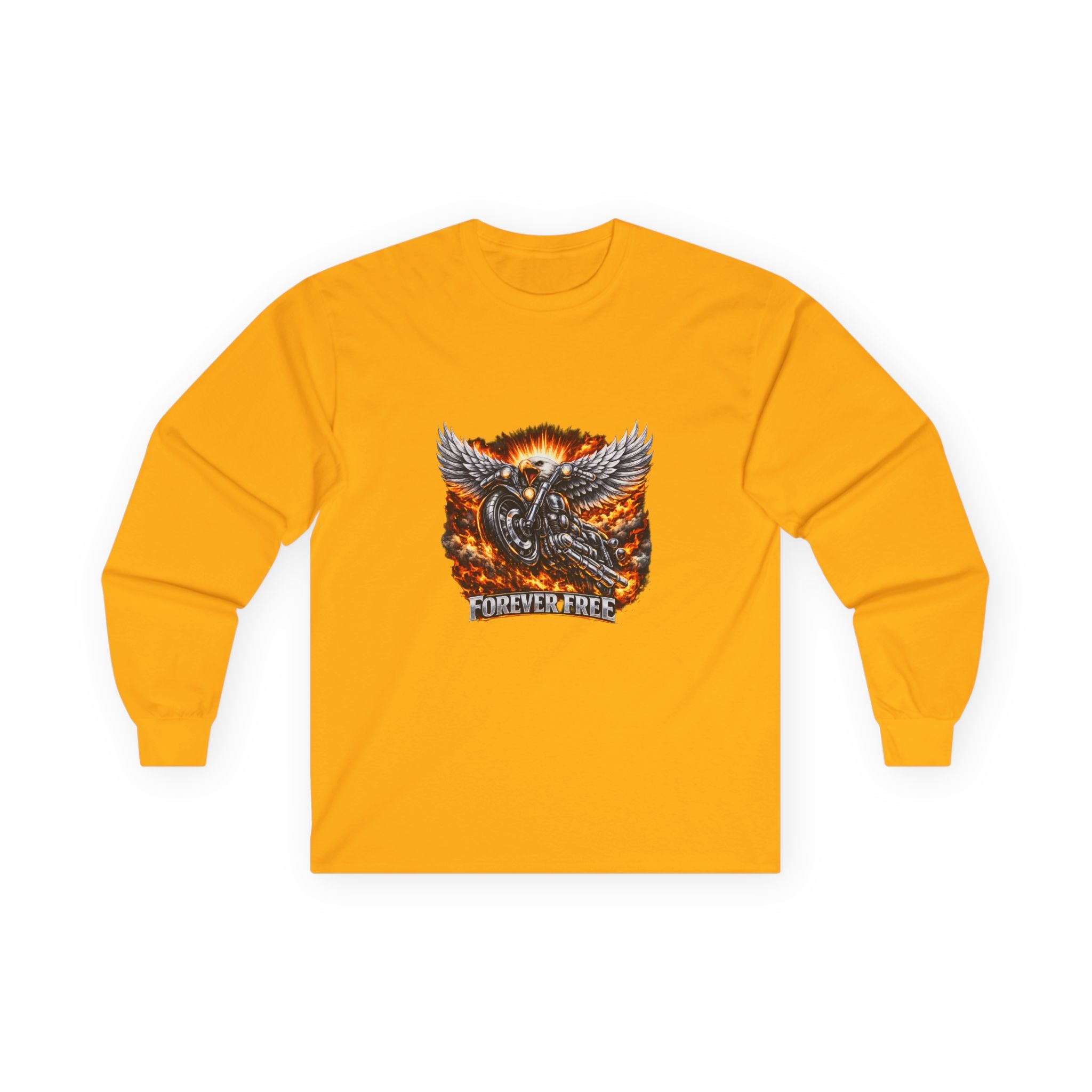 Forever Free Eagle Long Sleeve - back eagle on motorcycle design view