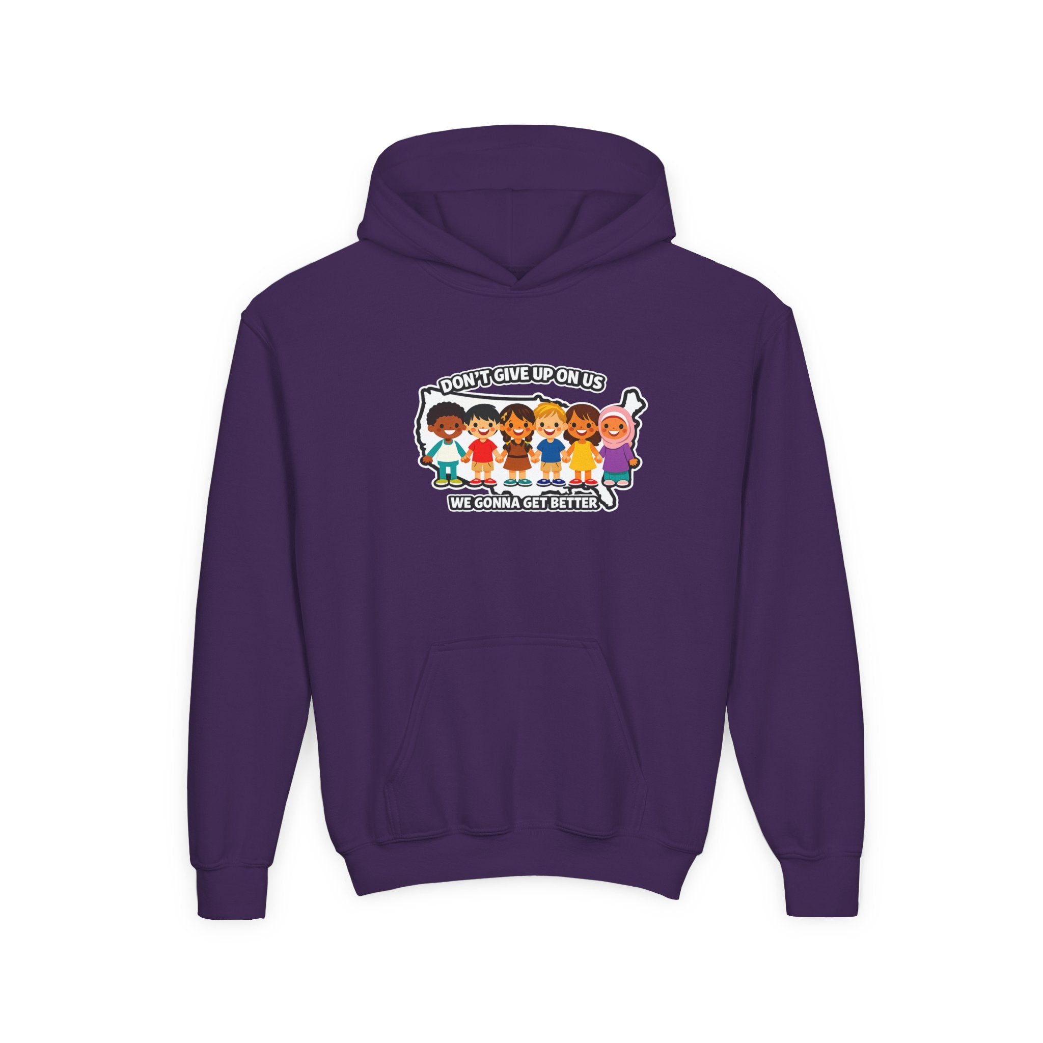 Diverse American Kids Youth Hoodie - white colorway front view