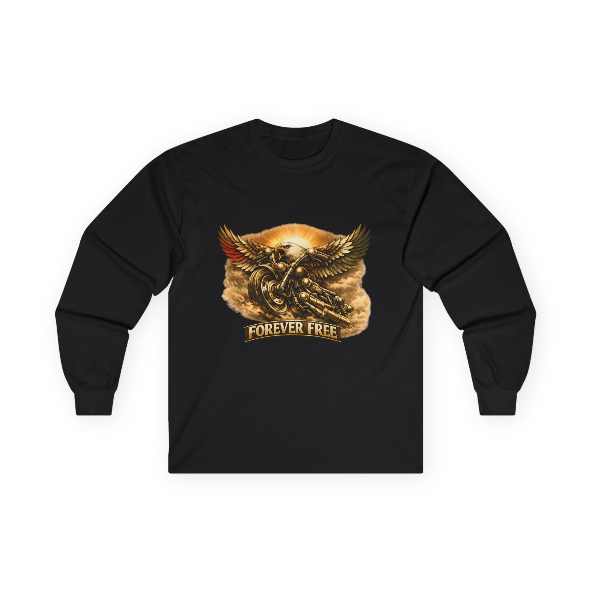 Forever Free Eagle Long Sleeve - front patriotic gold graphic view