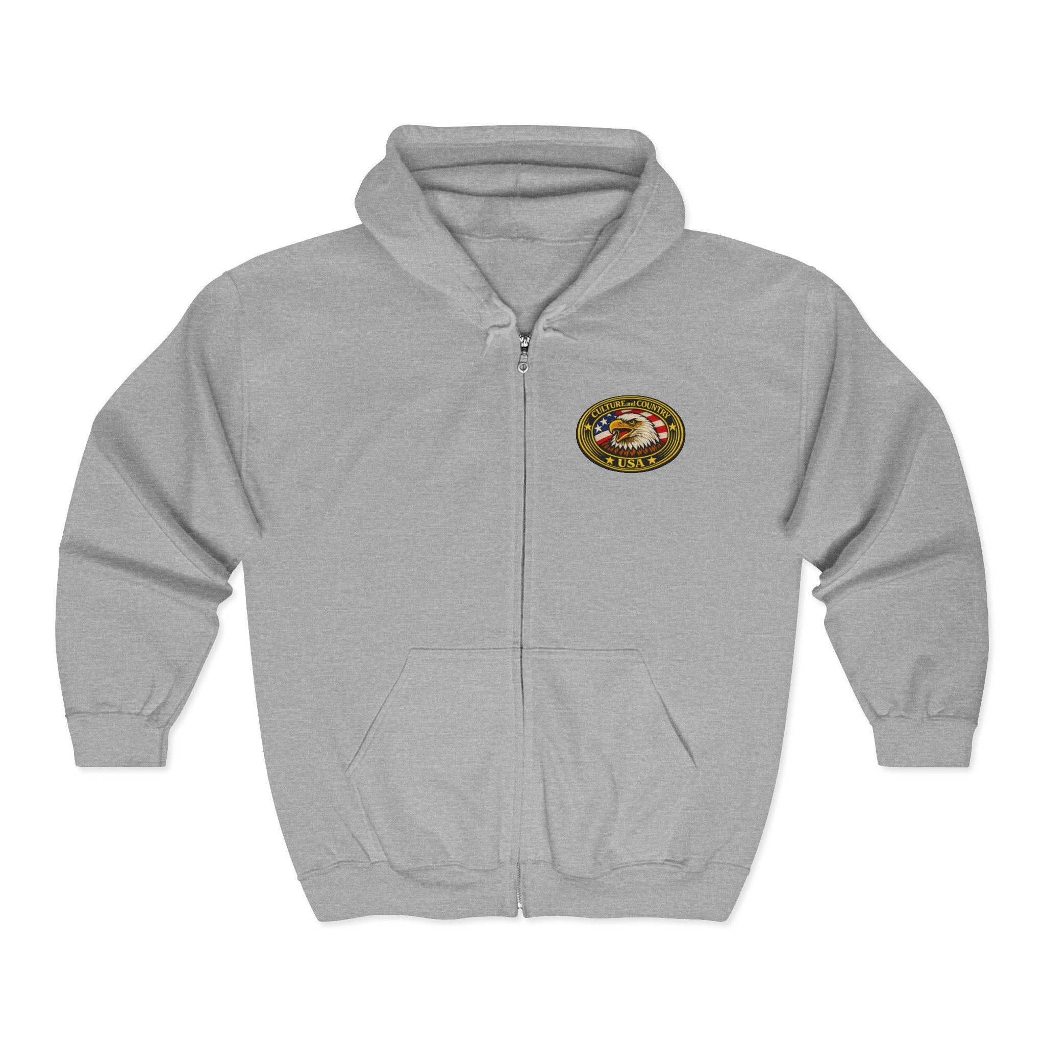 Forever Free Eagle Zip Hoodie - front view patriotic design