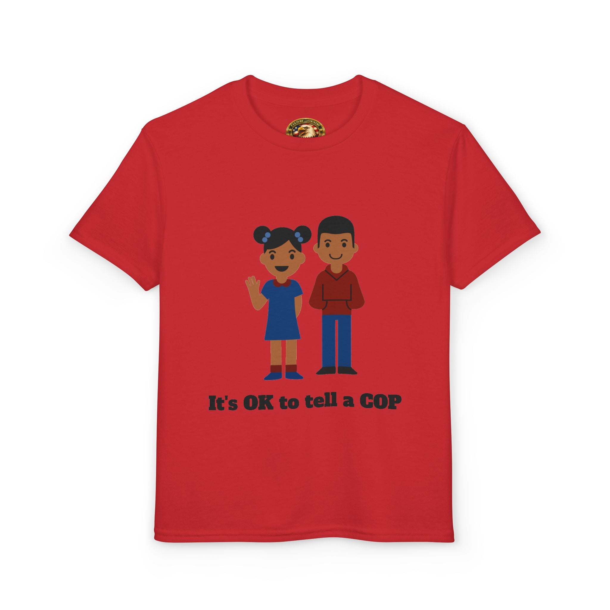 OK to Tell a Cop Youth T-Shirt - white colorway front view