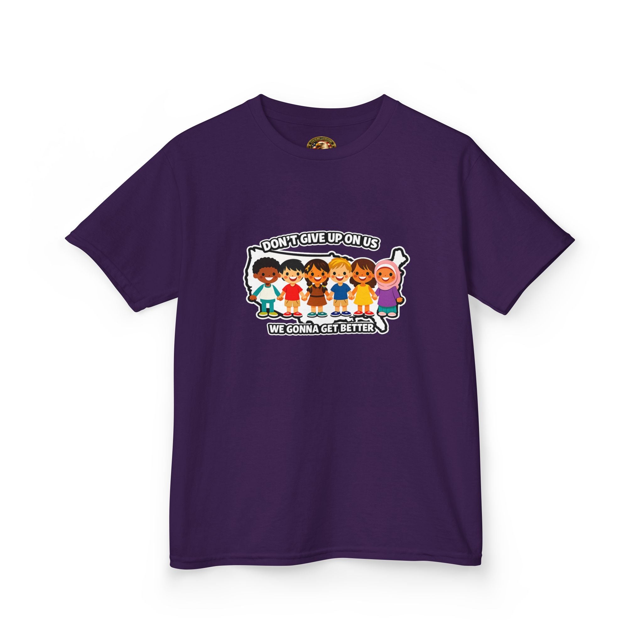 Diverse American Kids Youth T-Shirt - white colorway front view