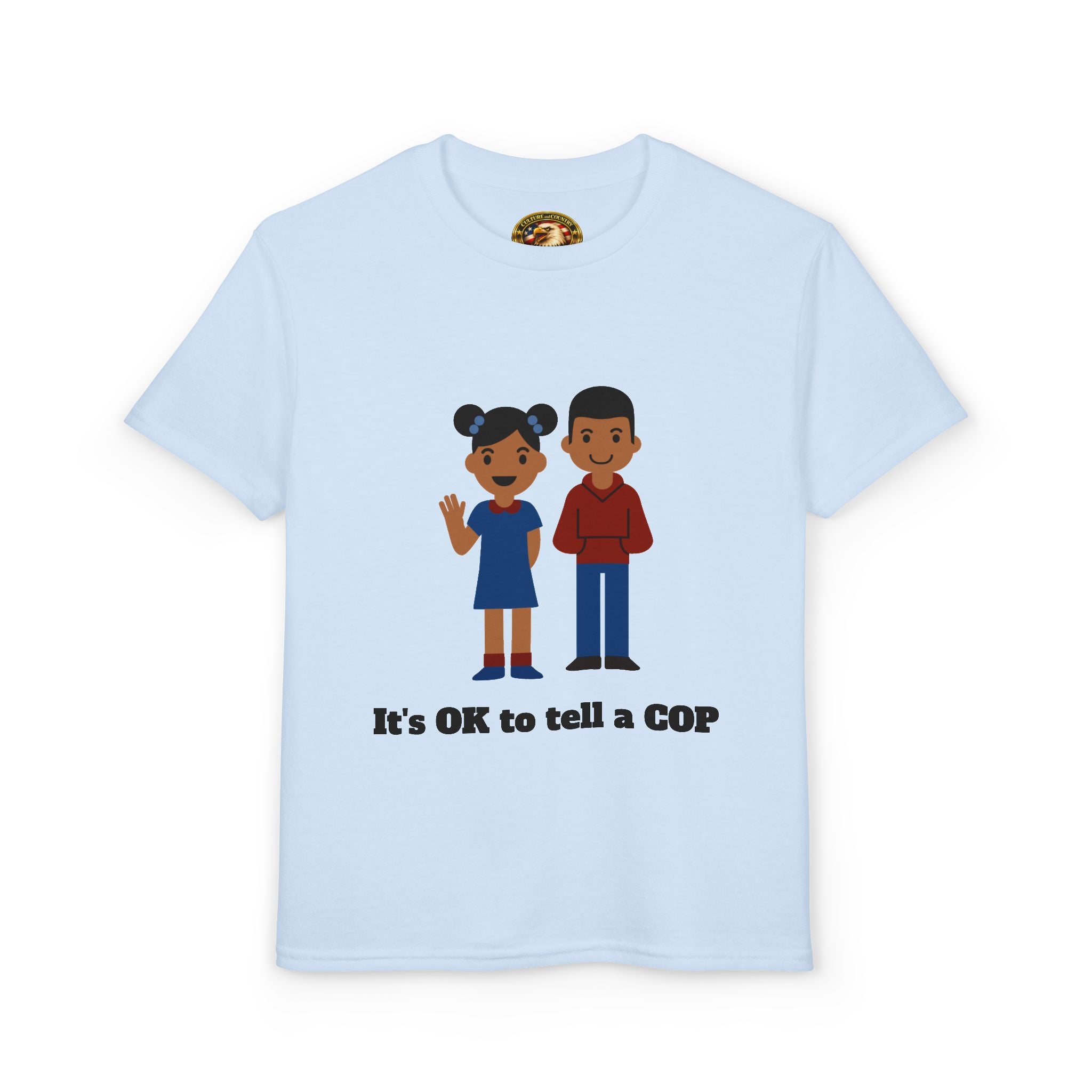 OK to Tell a Cop Youth T-Shirt - graphic detail close-up view
