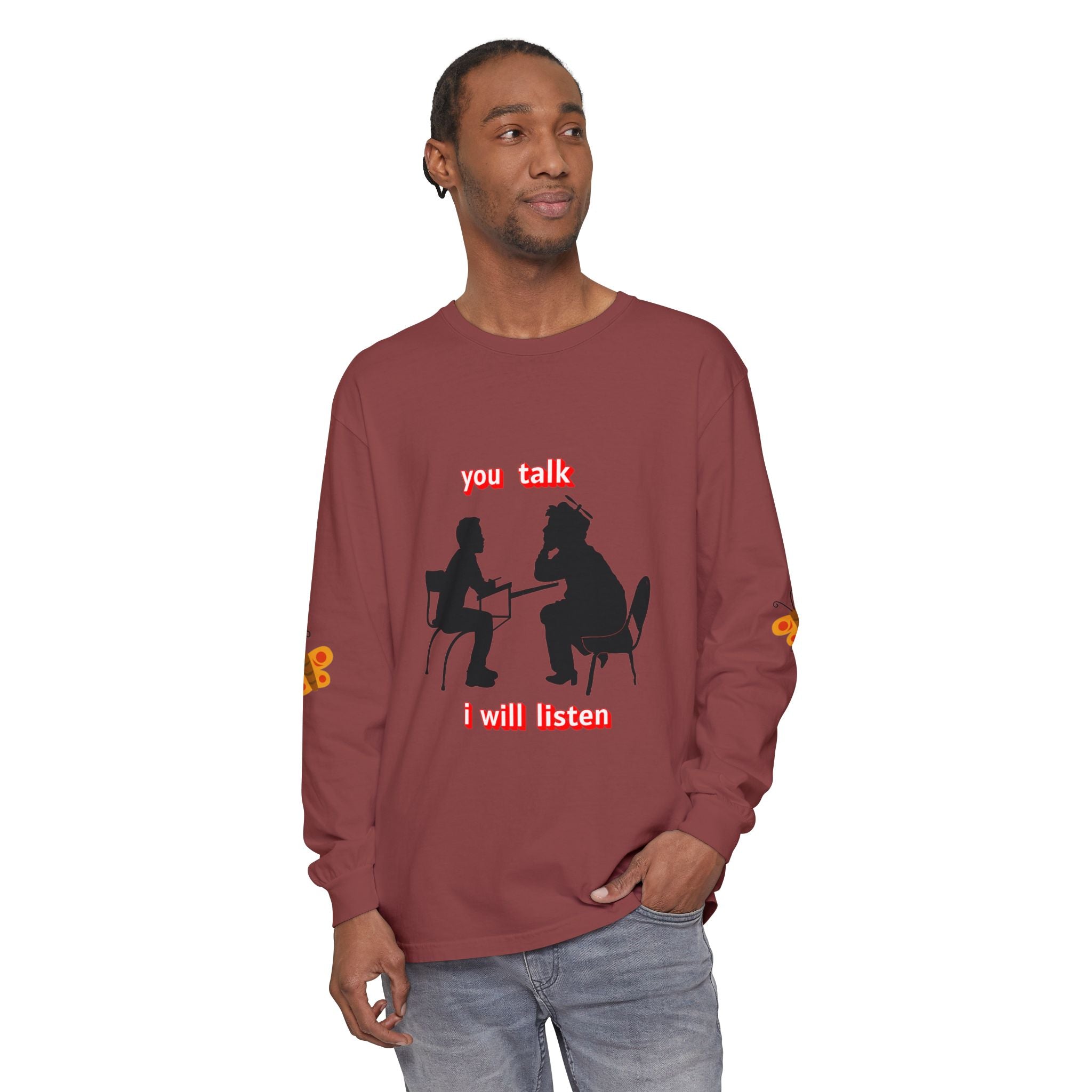 Teacher Student Conversation Long Sleeve - blue colorway front view