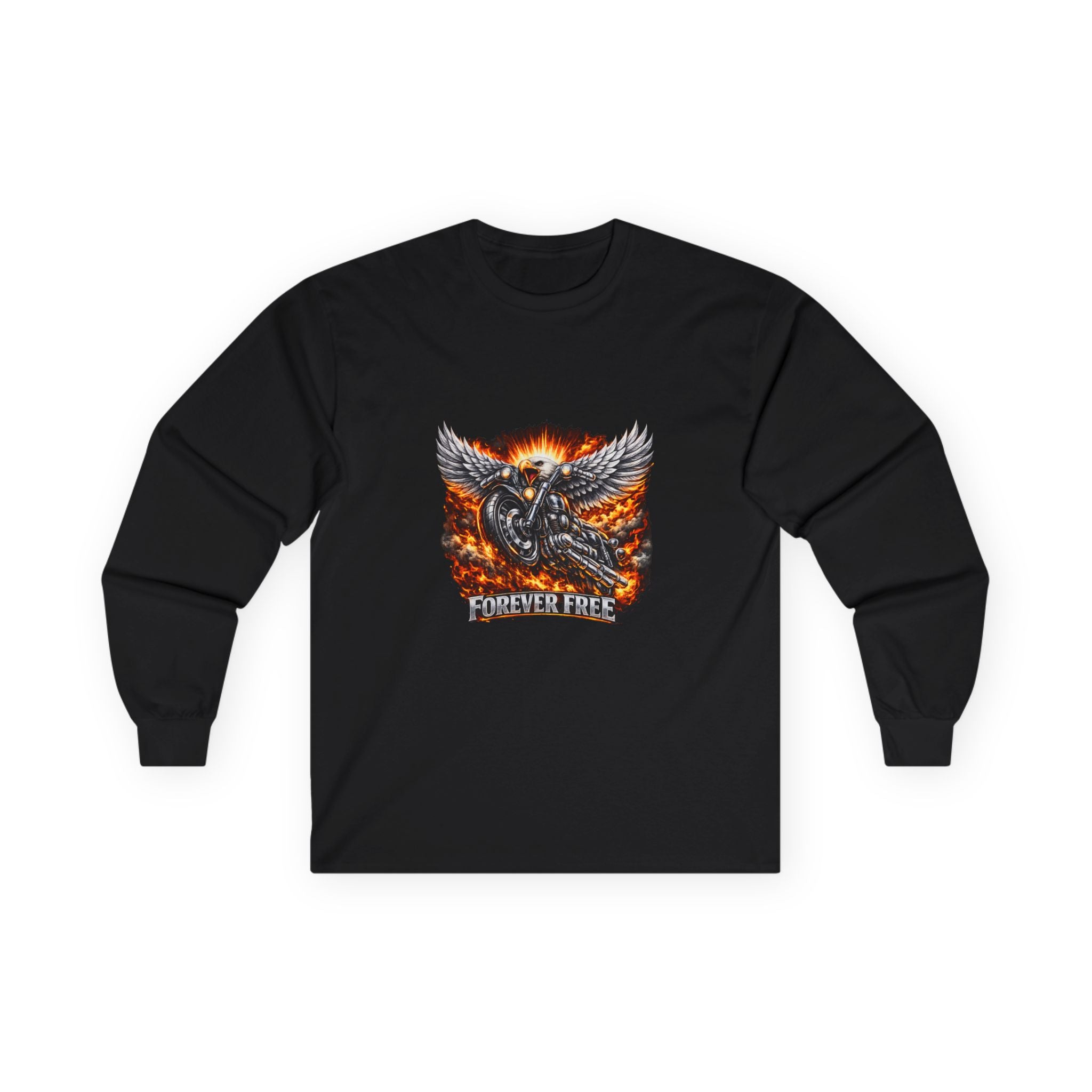 Forever Free Eagle Long Sleeve - front red chrome patriotic graphic view