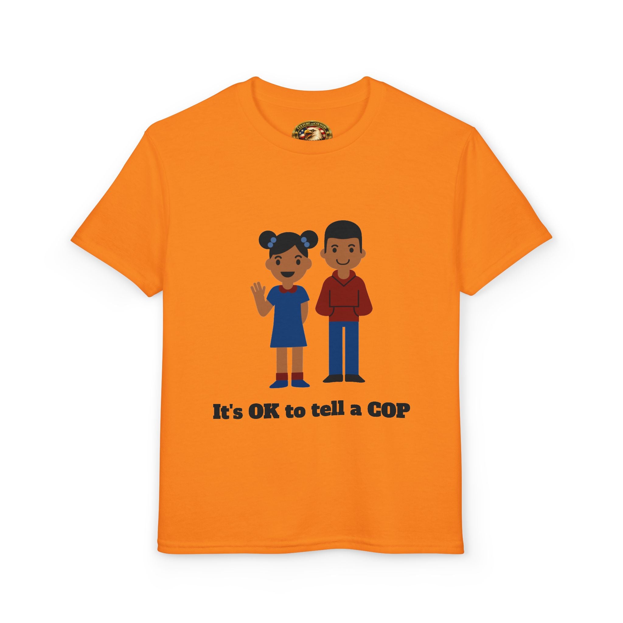 OK to Tell a Cop Youth T-Shirt - front police friendly message graphic