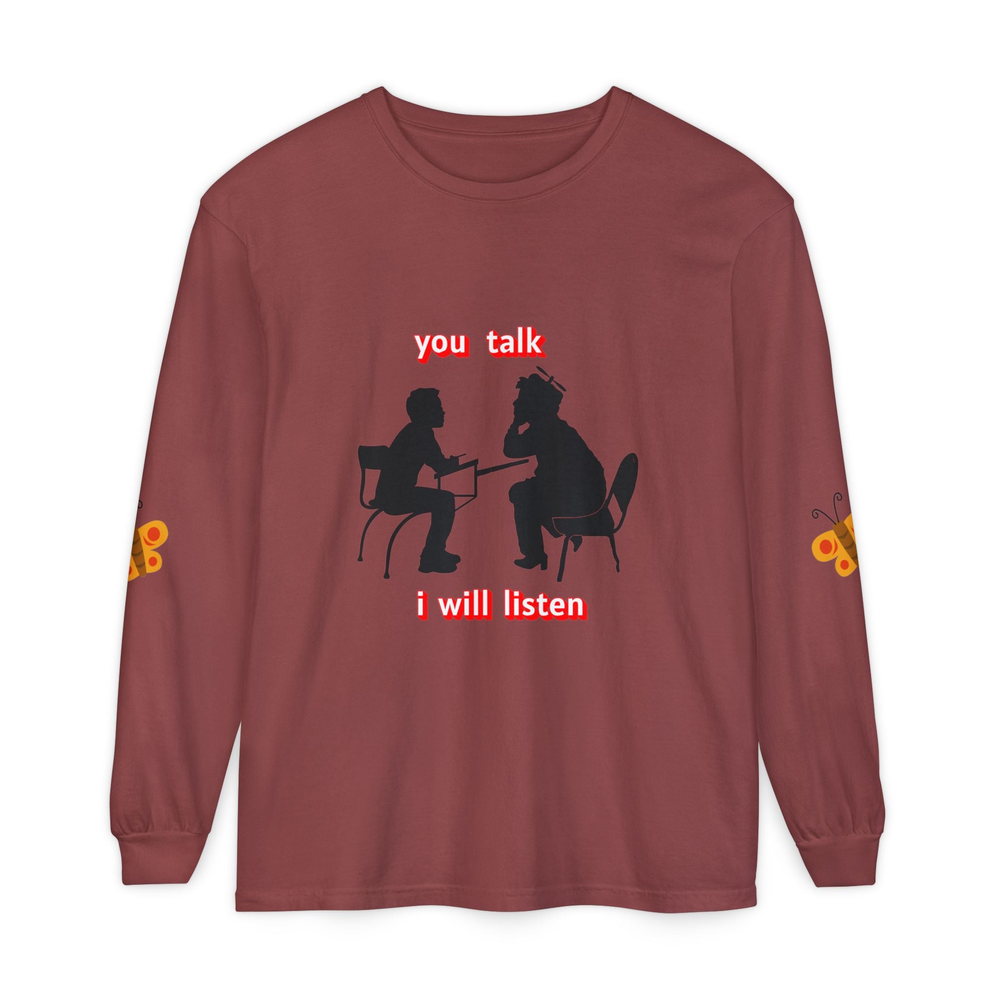 Teacher Student Conversation Long Sleeve - front you talk I will listen graphic
