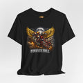 Forever Free Eagle Motorcycle T-Shirt - front patriotic red chrome eagle graphic