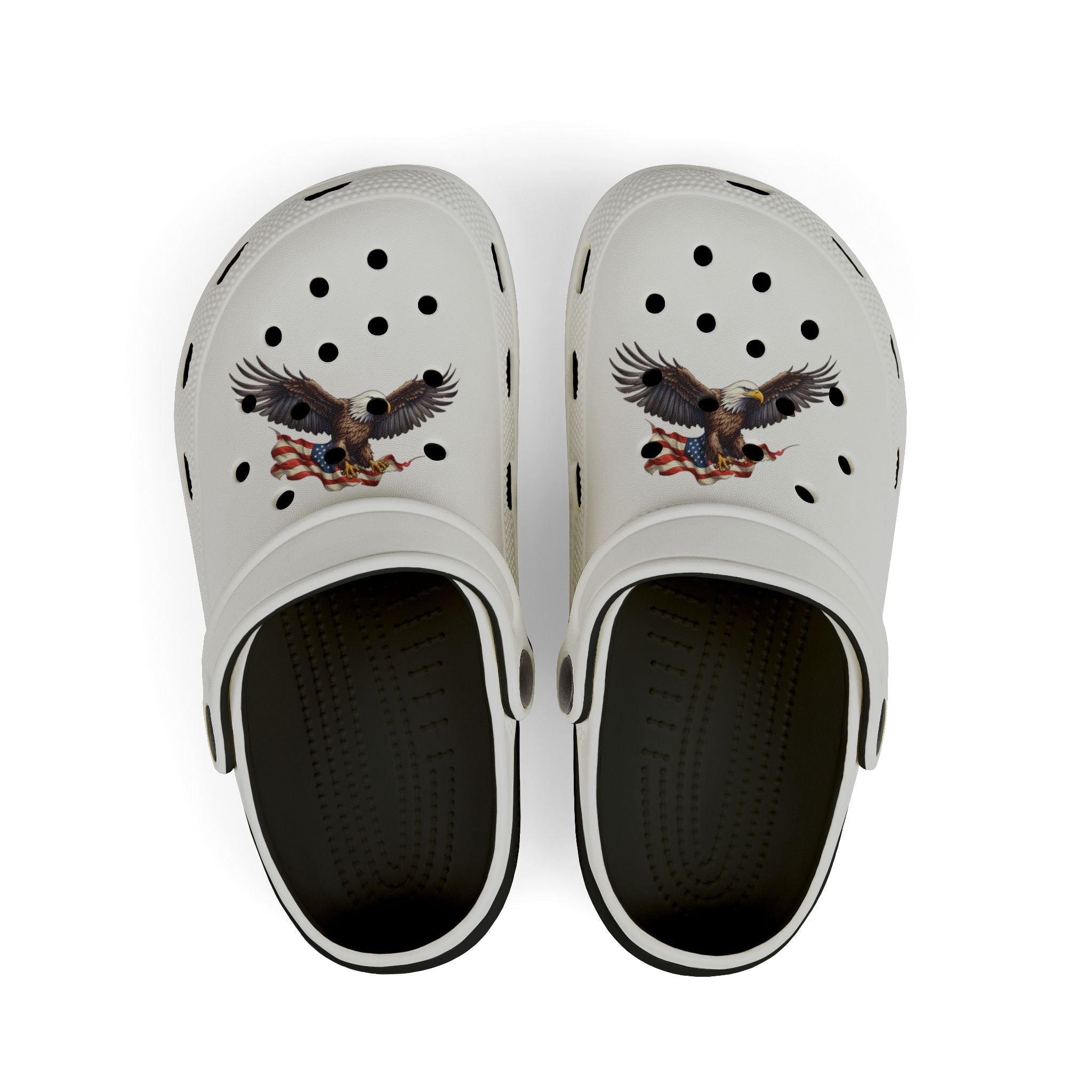 CULUSA Eagle with Flag | Kids Clogs | Patriotic EVA Foam Slip-Ons